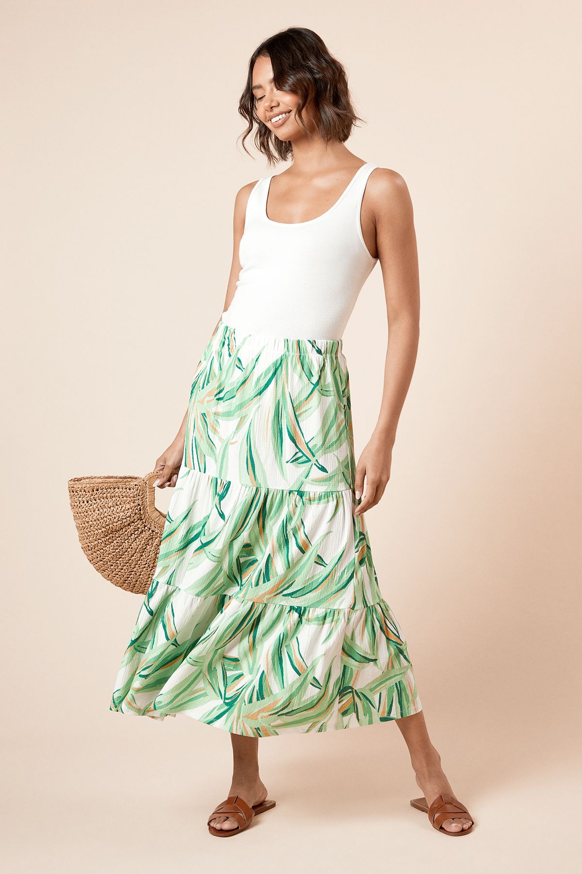 Dorothy Perkins Palm Tiered Maxi Jersey Skirt Floral image 2