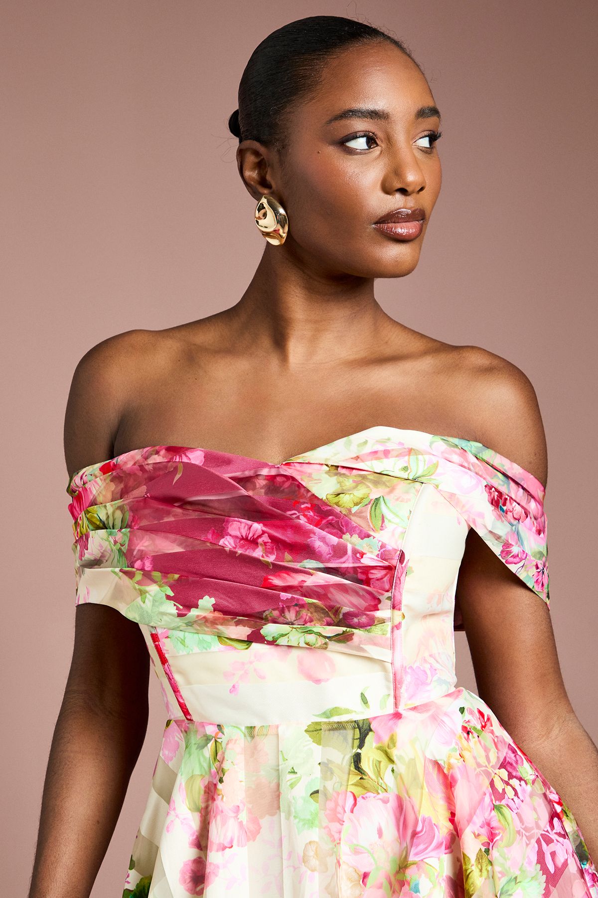 Coast Stripe Organza Pleat Top Midi Dress Ivory image 4