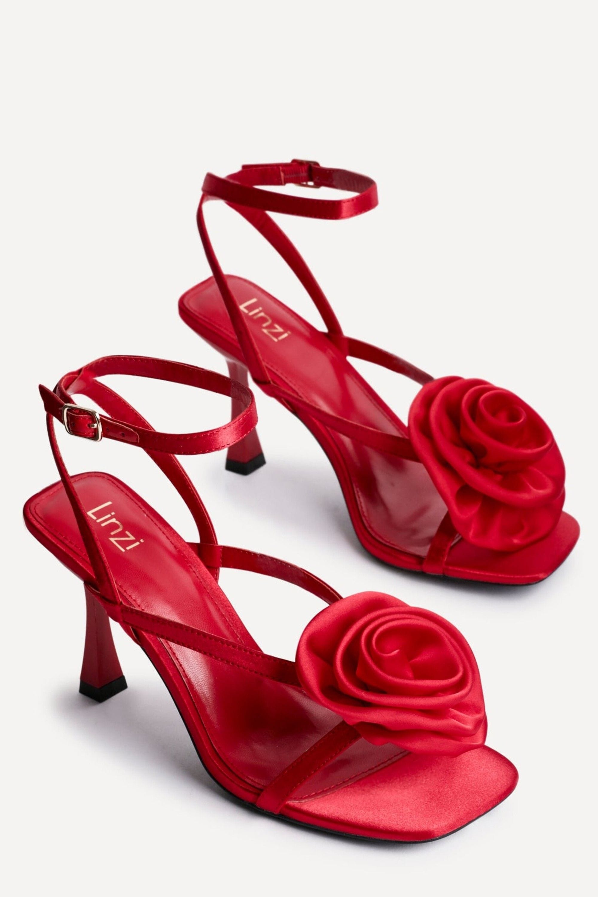 Linzi Valentine Red Satin Stiletto Heeled Sandals image 4