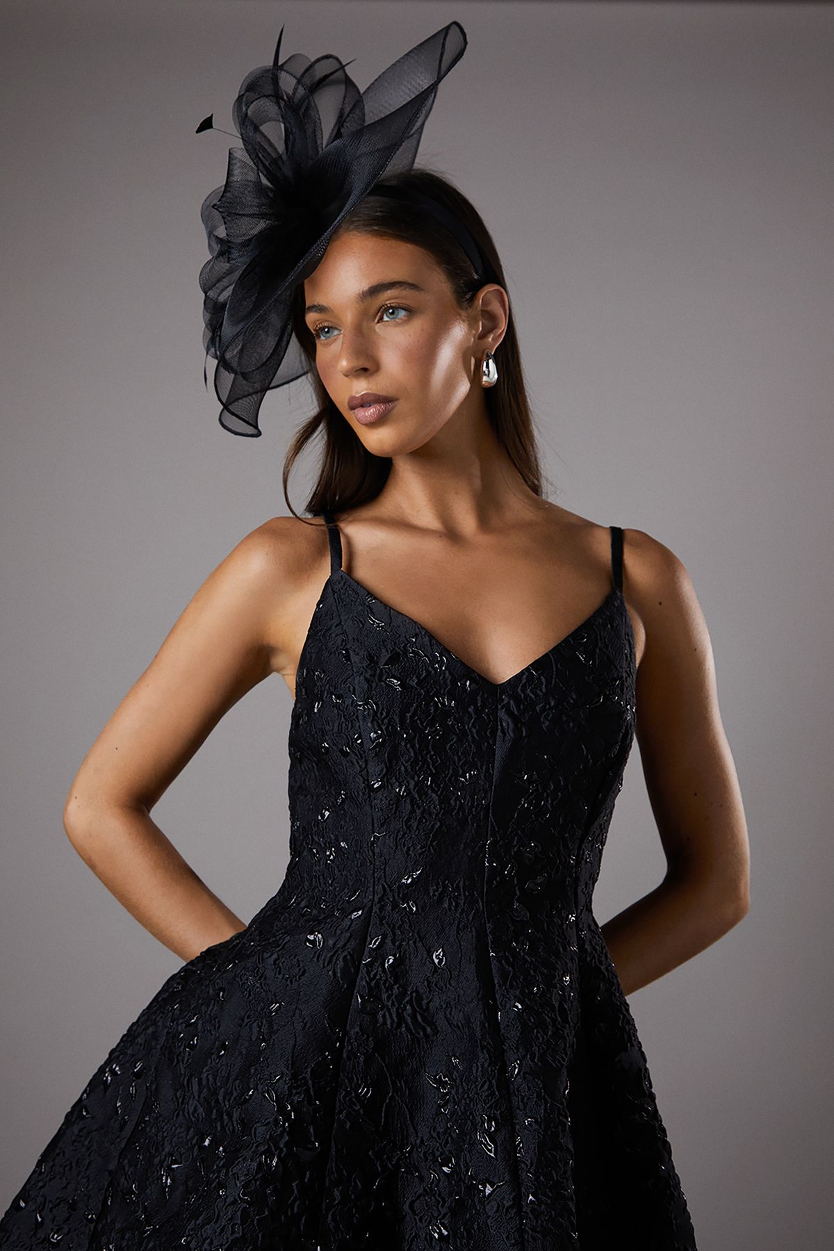 Coast Structured Mesh Bow Flat Fascinator Black