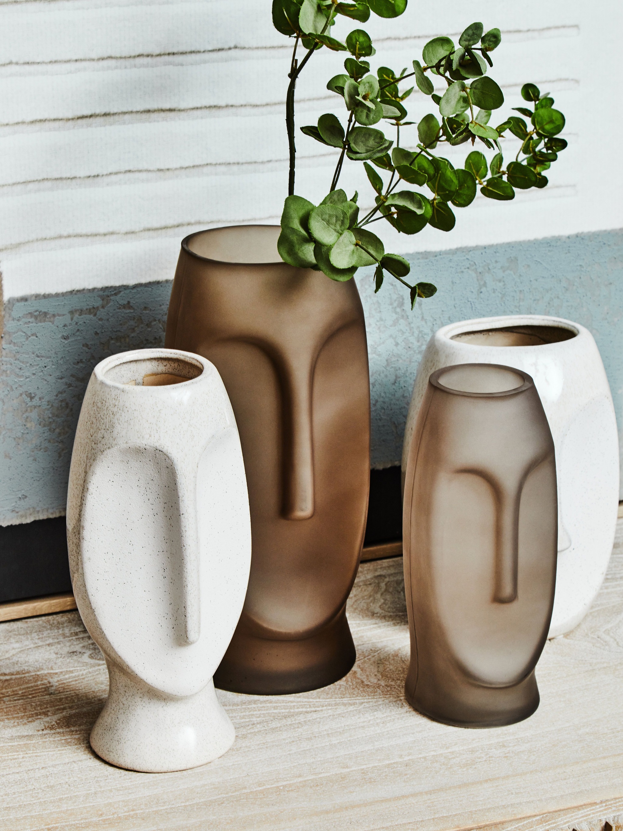 Orsina Handcrafted Stoneware Face Large Vase, Modern Free Standing Vase, Contemporary Flower Vase, Stoneware Vase image 3