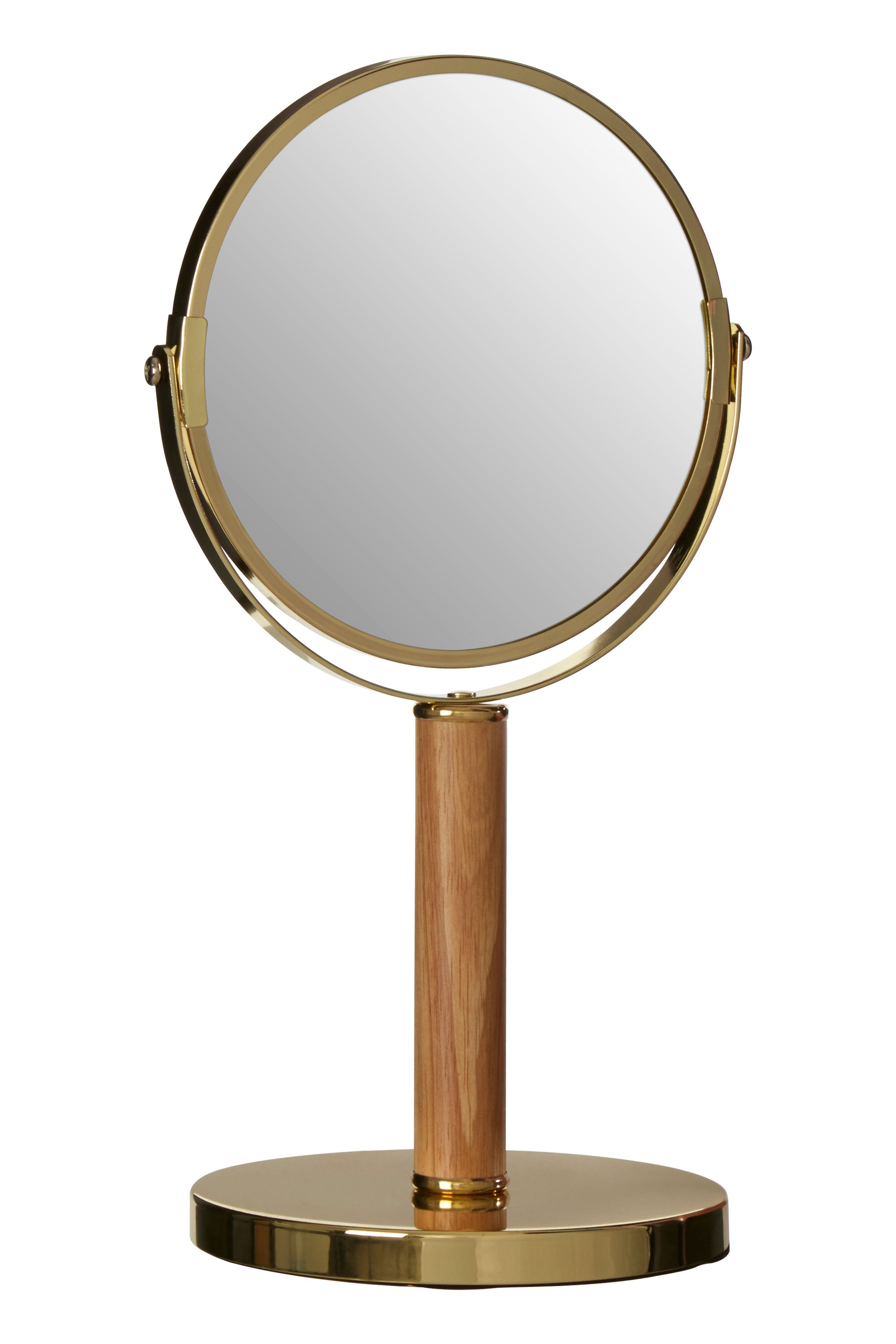Orsina Iron and Rubberwood Table Mirror, Durable 33x15cm Swivel Vanity Mirror, Chrome Frame image 2