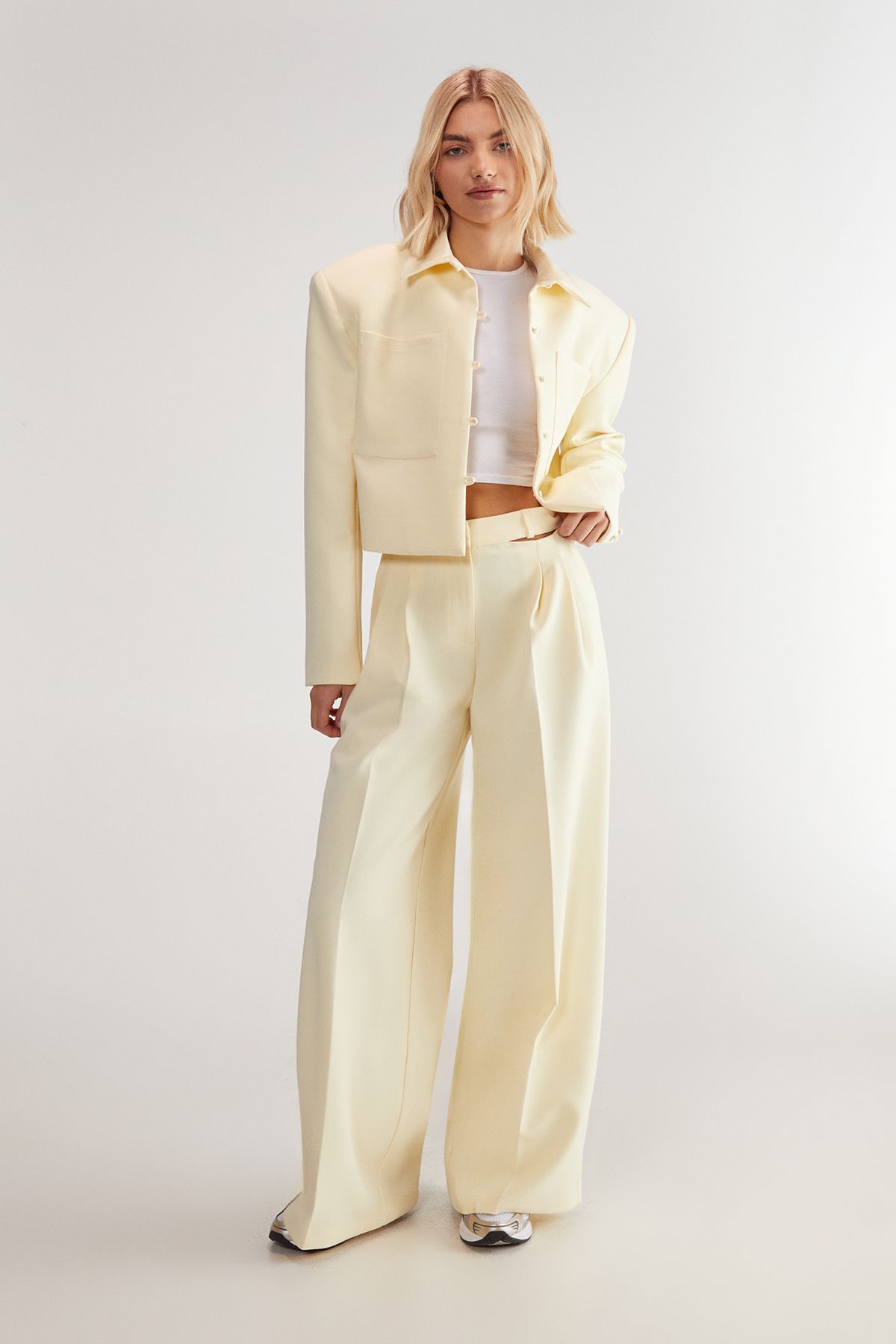 NastyGal Tailored Oversized Trucker Jacket Butter image 2