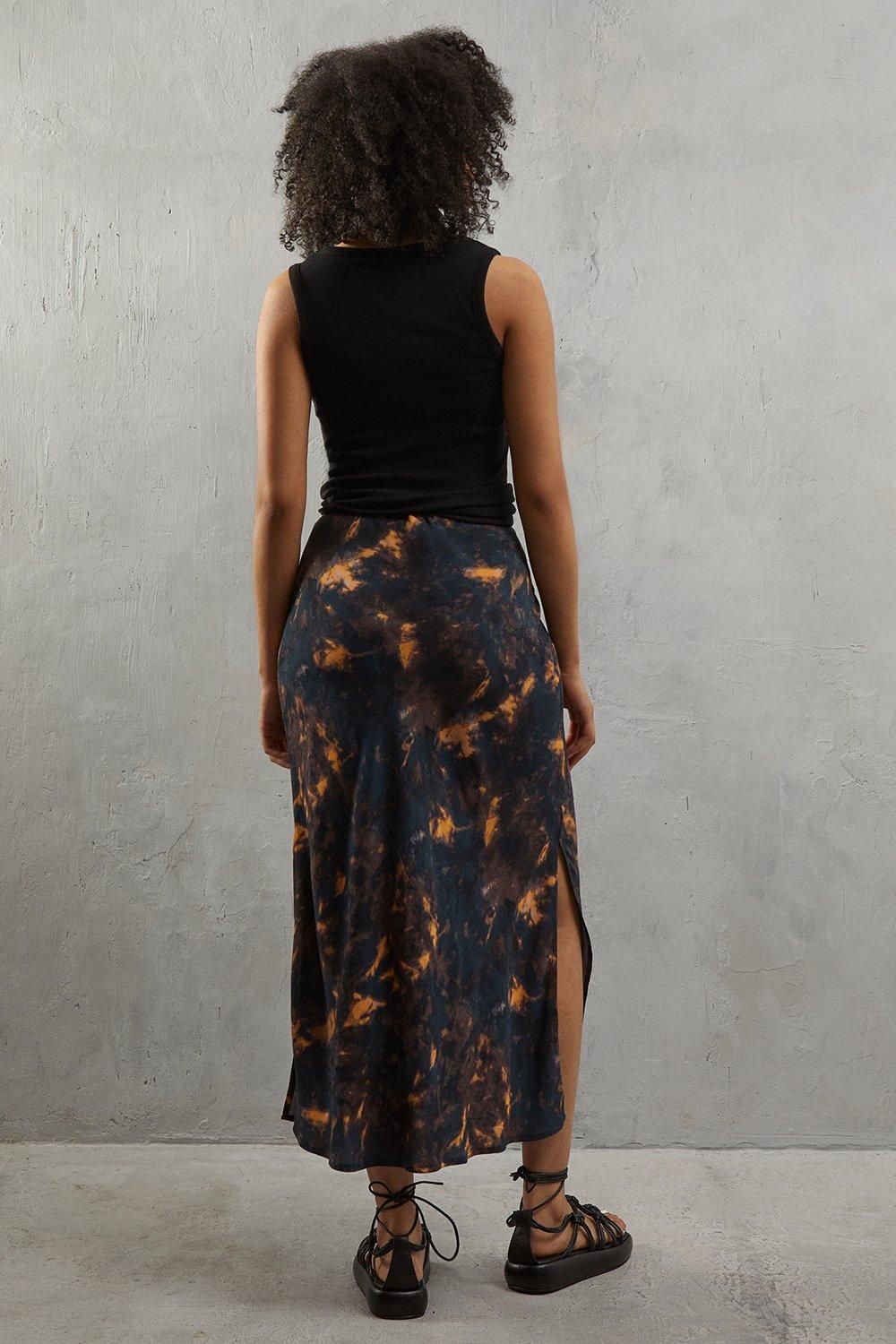 Warehouse Print Bias Midi Skirt Black image 3