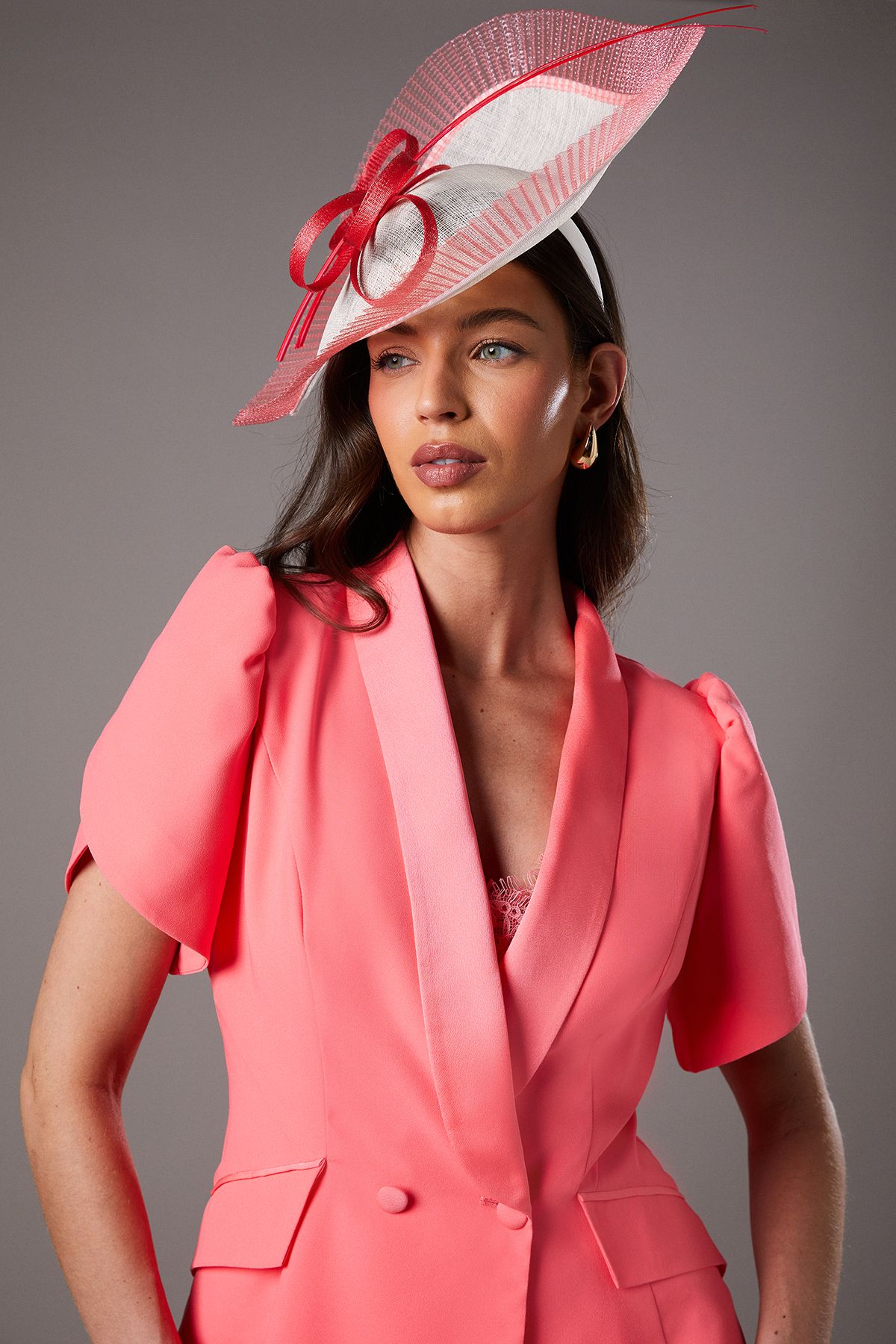 Coast Lisa Tan Seam Detail Tailored Blazer Coral image 4