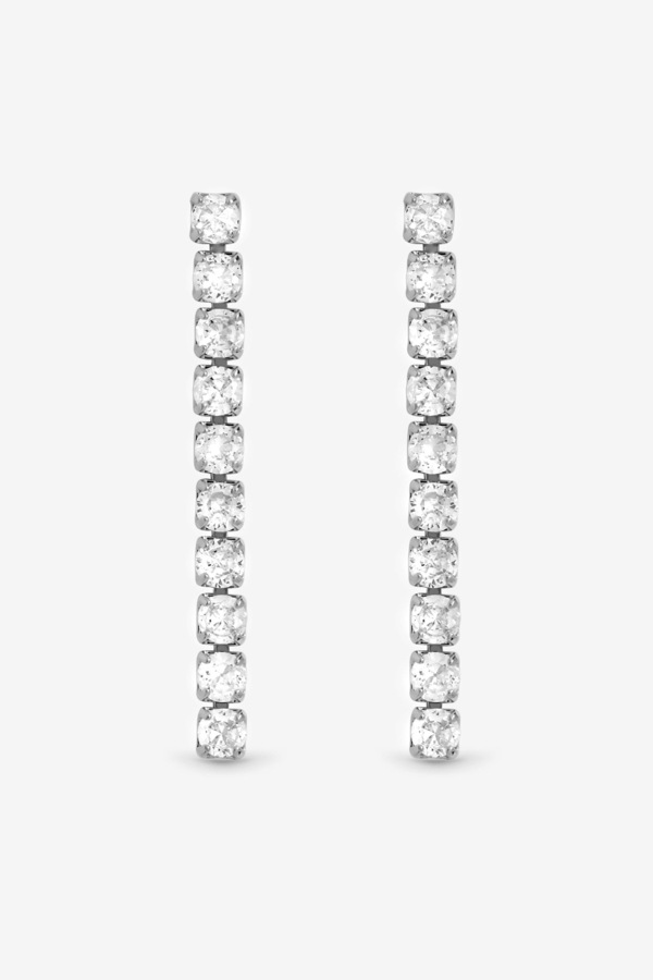 Jon Richard Rhodium Plated and Cubic Zirconia Round Tennis Earrings