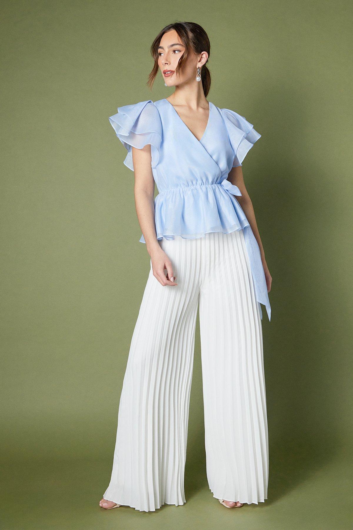 Coast Organza Frill Wrap Top Blue image 1