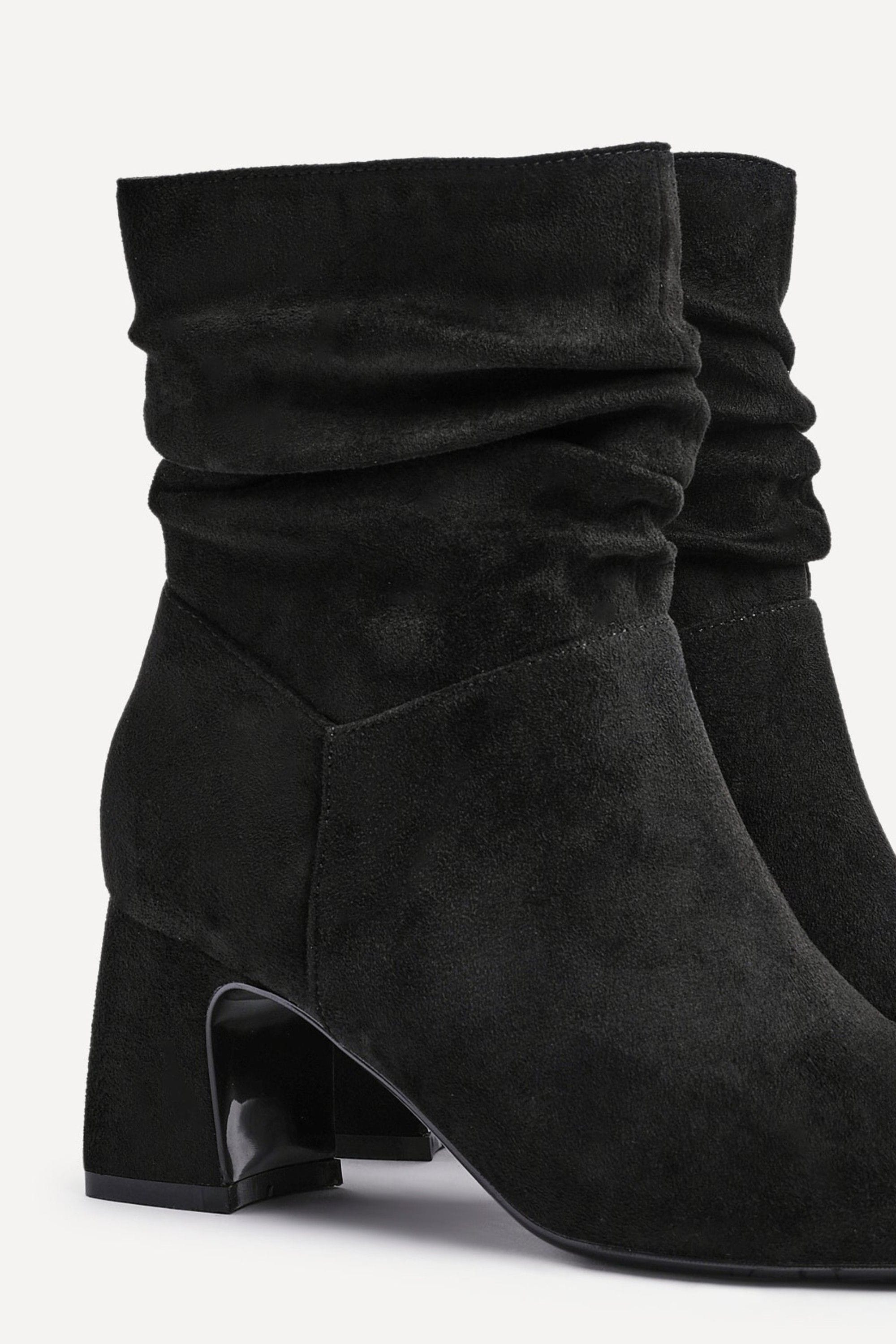Linzi Maven Black Faux Suede Ruched Block Heel Ankle Boot image 4