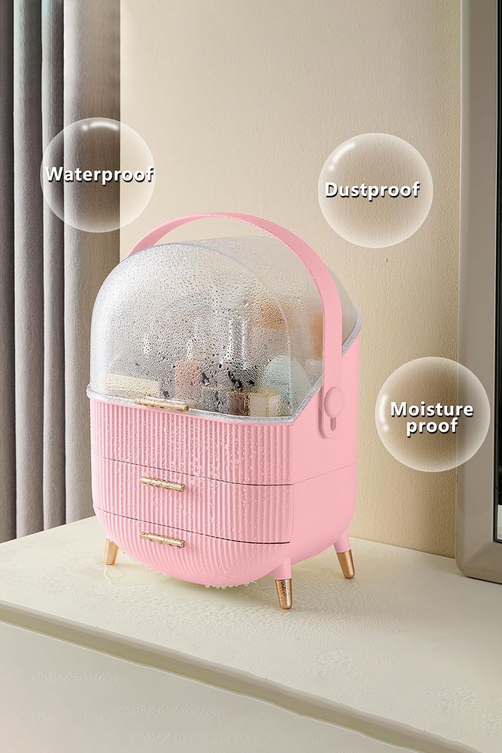 SHEONLY Cosmetic Makeup Storage Organiser Skincare Display Box Case With Portable Handle image 4
