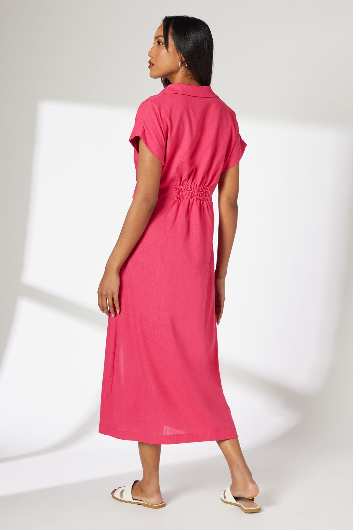 Principles Pink Linen Blend Wrap Dress Pink image 3