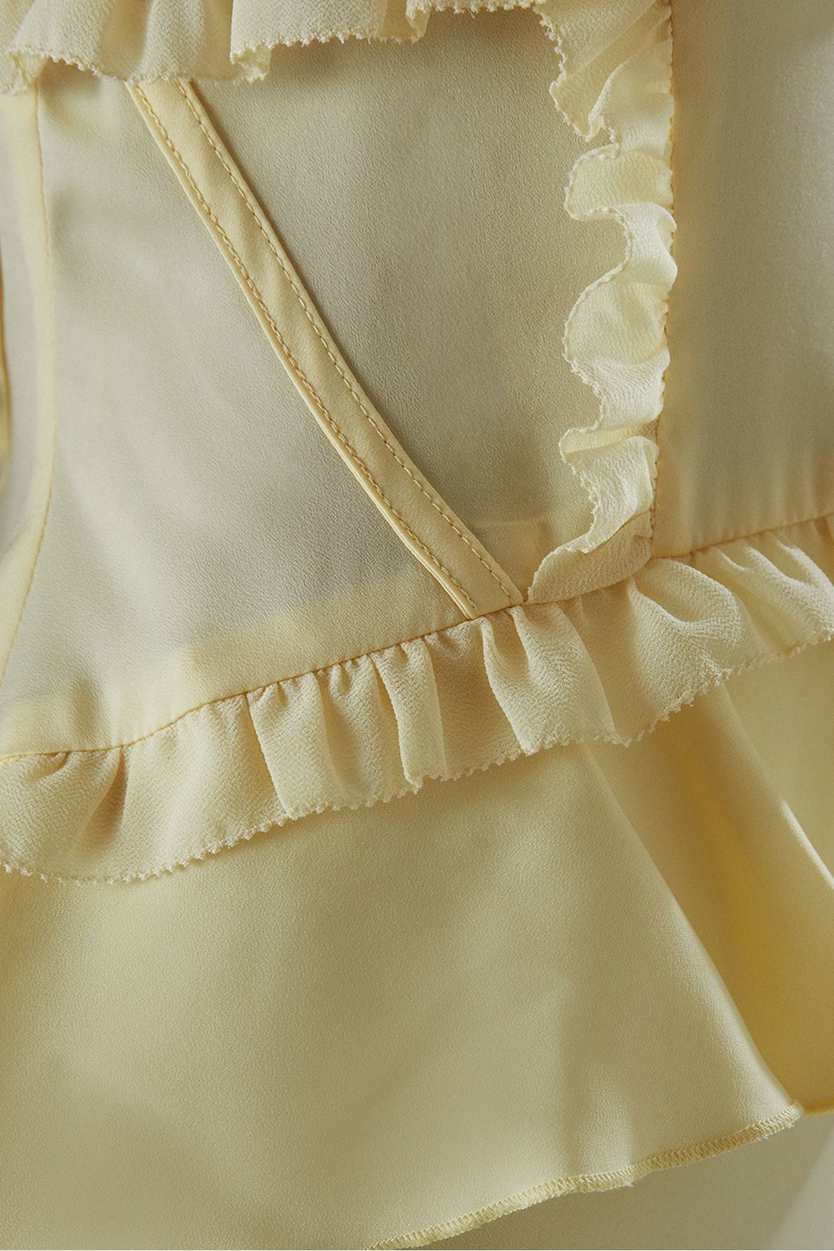 Warehouse Satin Strappy Seam Detail Peplum Midi Dress Yellow image 5