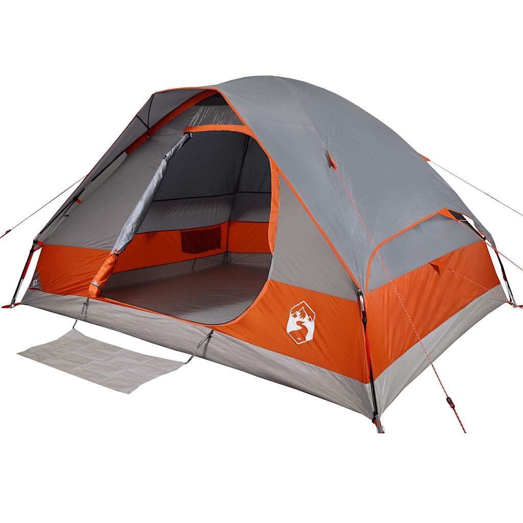Berkfield Home Camping Tent Dome 4-Person Grey and Orange Waterproof image 5