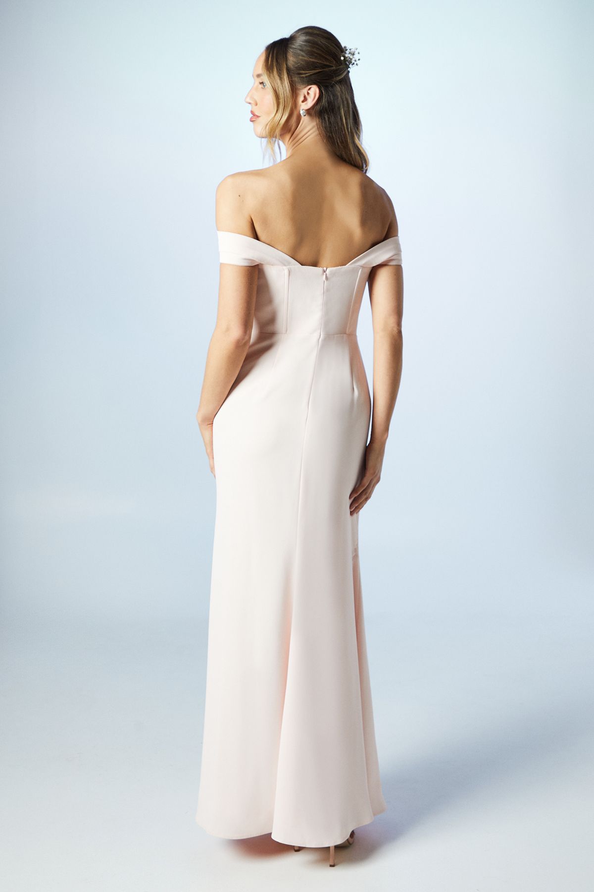 Coast Bardot Corset Crepe Bridesmaid Dress Blush image 3
