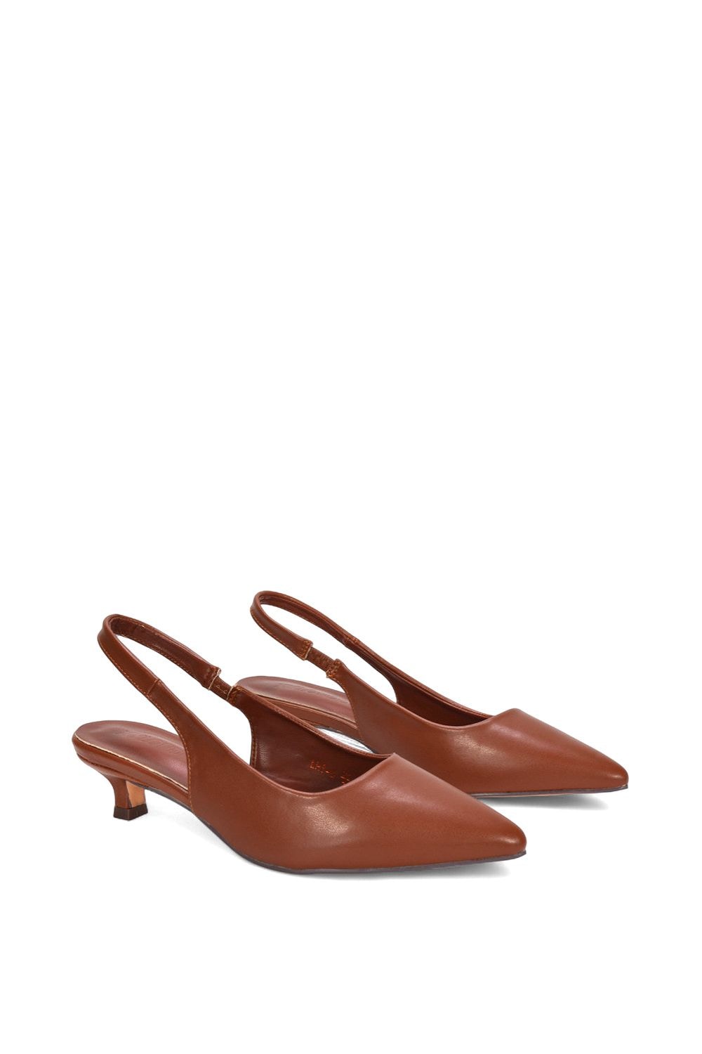 XY London 'Leila' Pointed Toe Low Kitten Heel Slingback Court Shoes image 4