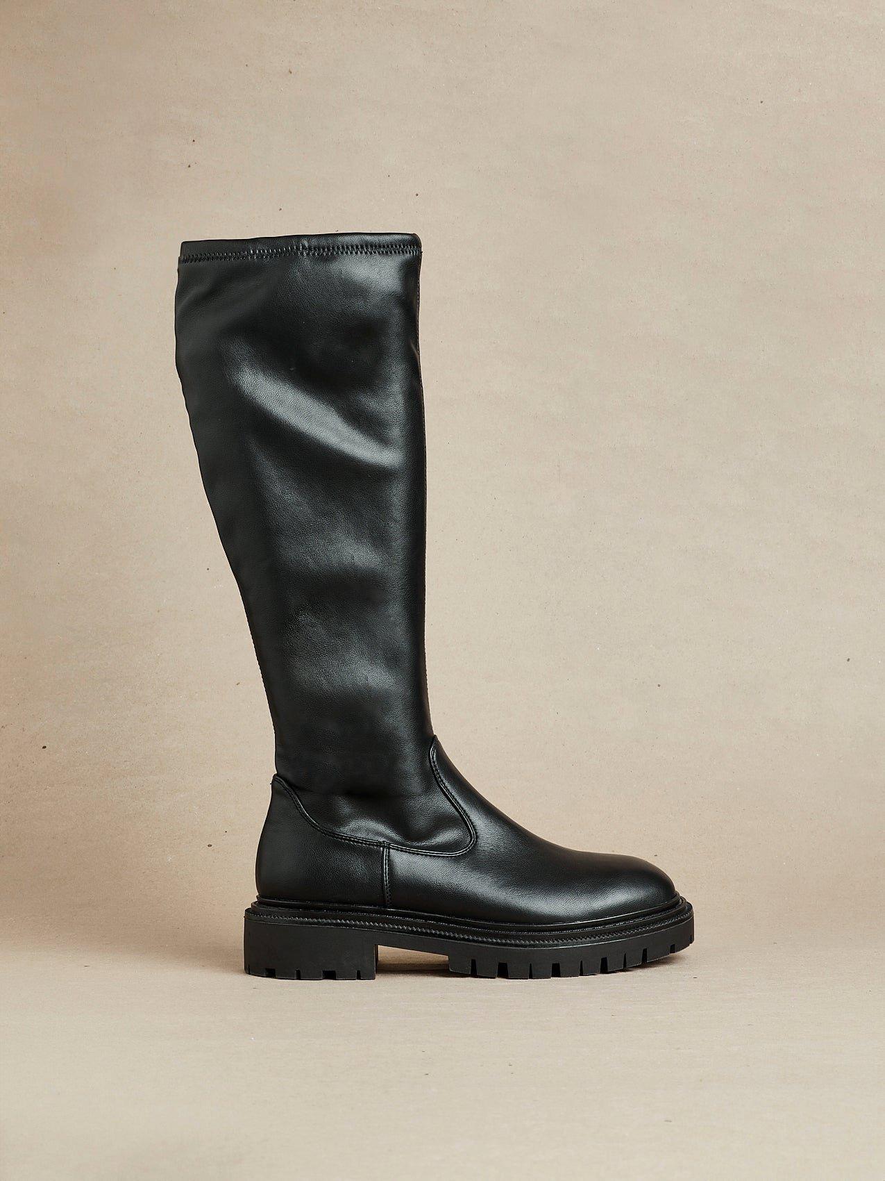 Linzi Hallie Black Faux Leather High Leg Stretch Boot image 6