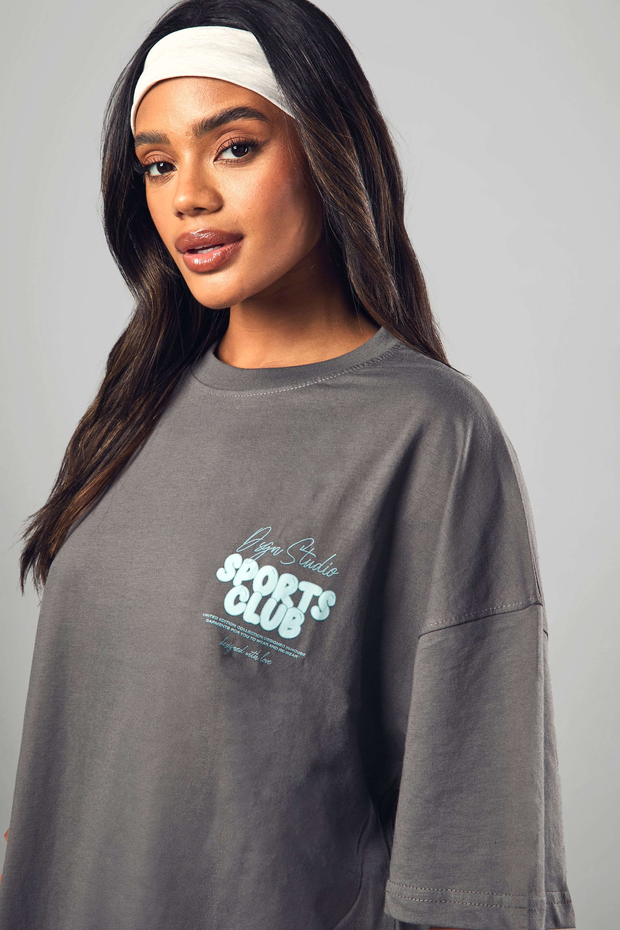 DSGN Studio DSGN Studio Sports Bubble Slogan Oversized T-shirt Charcoal image 4