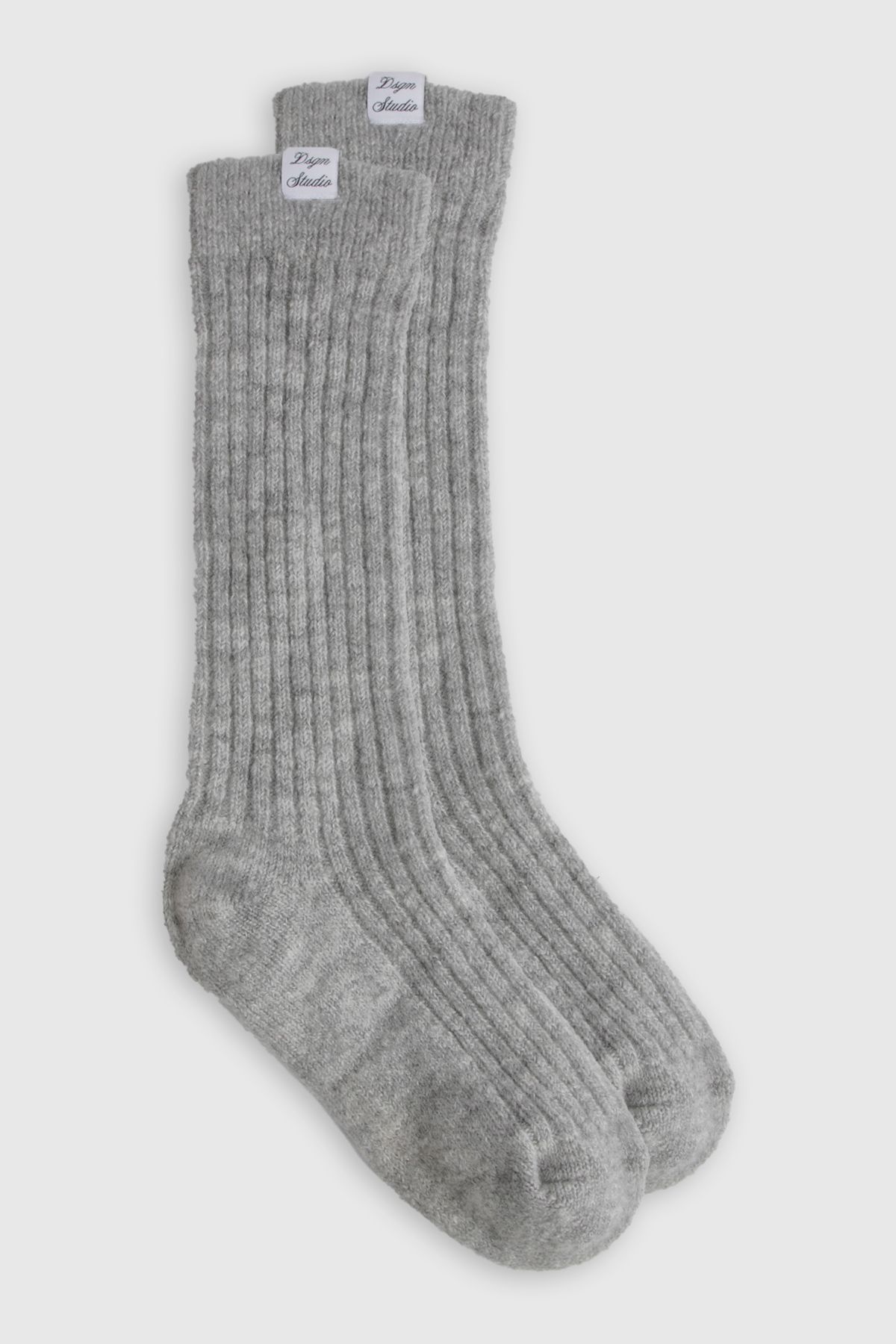 DSGN Studio DSGN Studio Ribbed Cosy Socks Grey Marl image 2