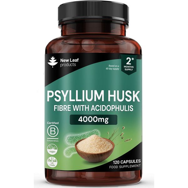 New leaf health Fibre Supplement 4000mg Psyllium Husk with Acidophilus - 120 High Strength Capsules