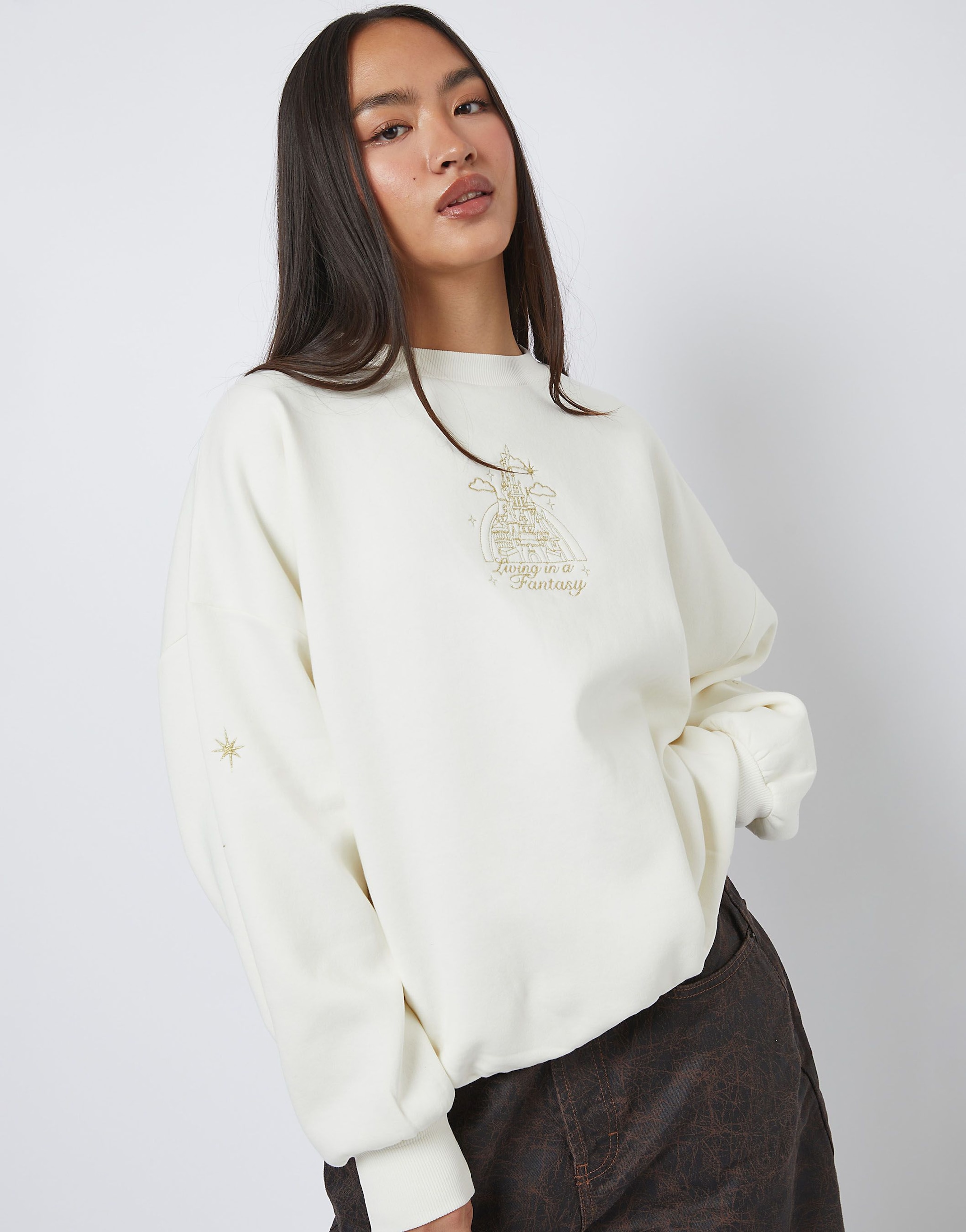 SKINNYDIP Disney Living in A Fantasy Gold Embroidered Sweatshirt image 1