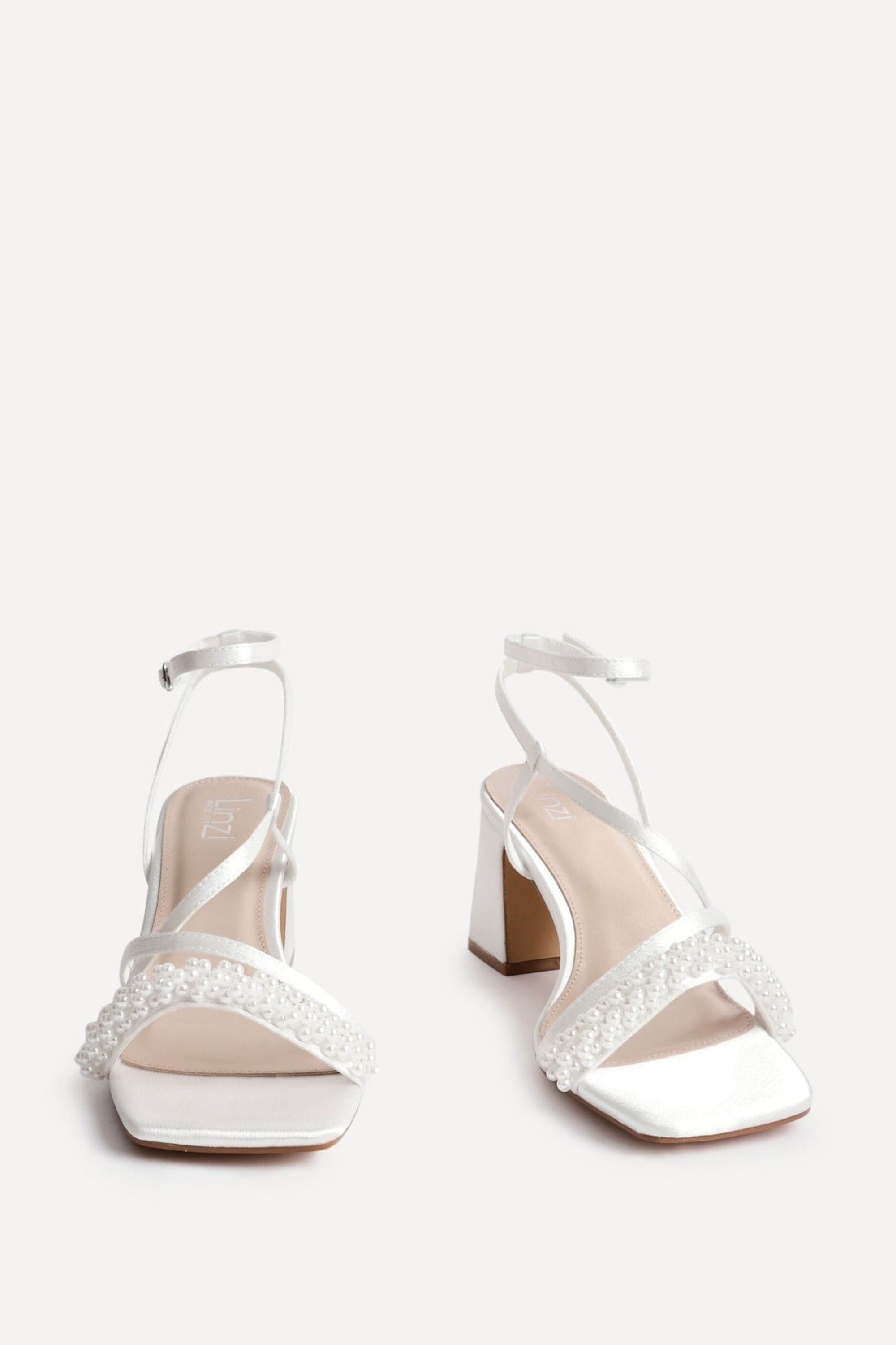 Linzi Promise Wide Fit Ivory Satin Strappy Pearl Embellished Heeled Sandal image 3