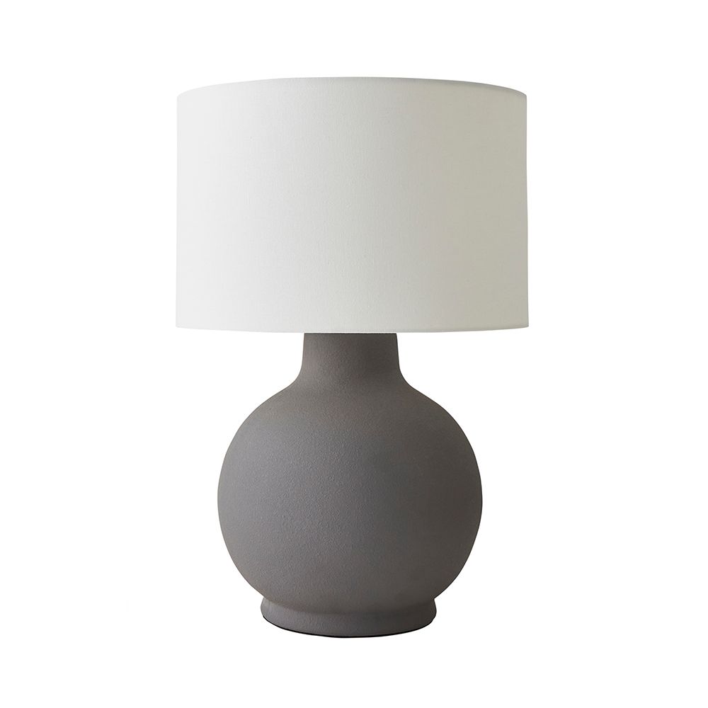 ValueLights Blair Natural Linen Shade Hand Finished Ceramic Stonewear Table Lamp with Bulb image 2