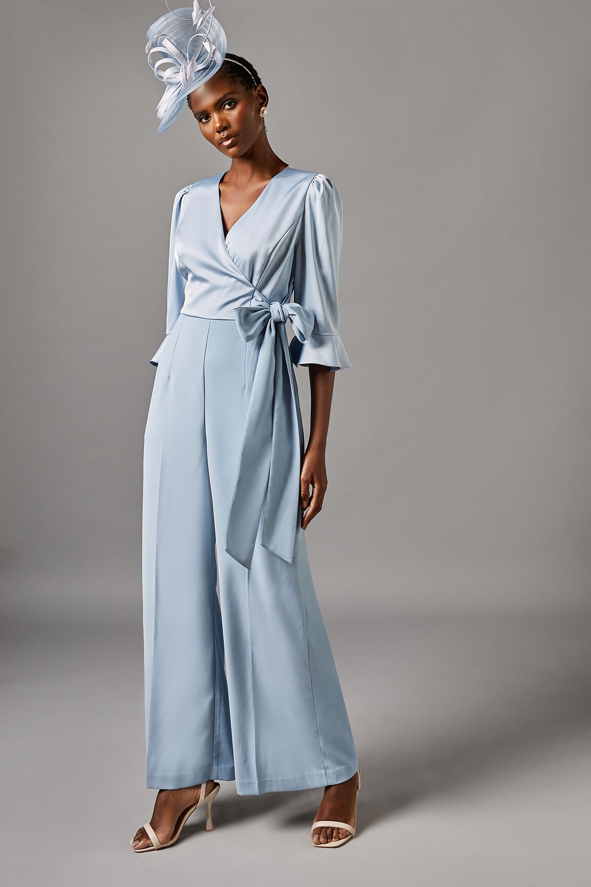 Coast Wrap Top Tie Side Jumpsuit Light Blue image 1