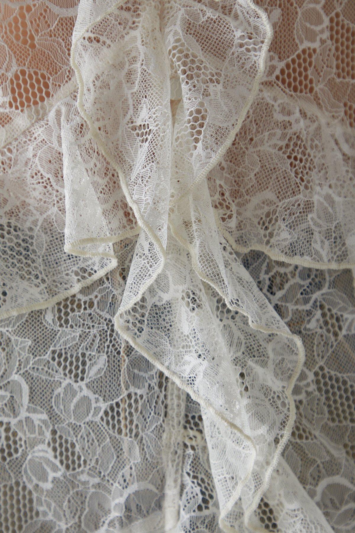 Warehouse Lace Ruffle Front Maxi Strappy Top Cream image 5