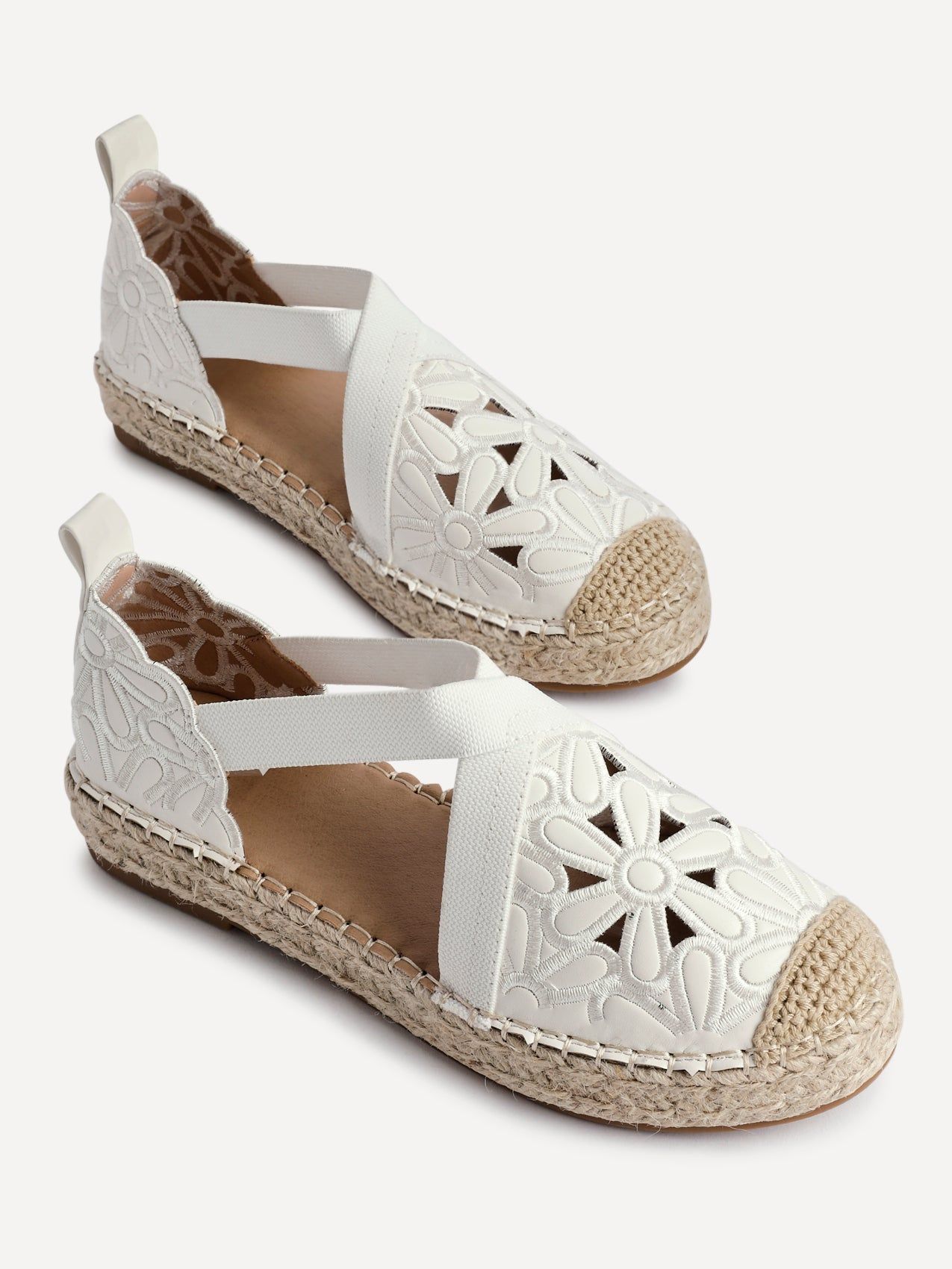 Linzi Jillian White Faux Leather Flower Cut Out Espadrille Sandal image 4
