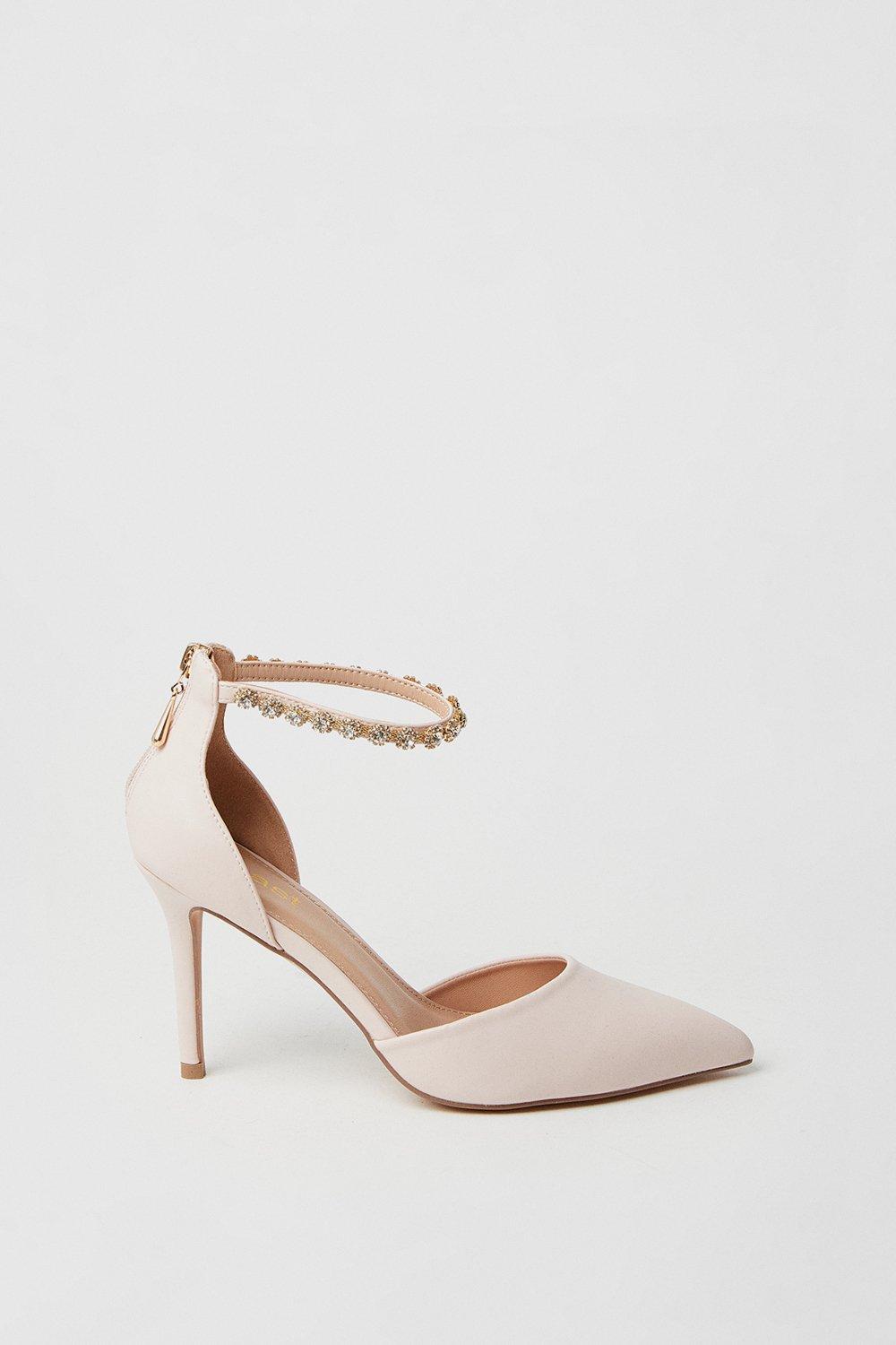 Coast Tatiana Jewelled Anklet High Stiletto Court Shoes Nude image 2