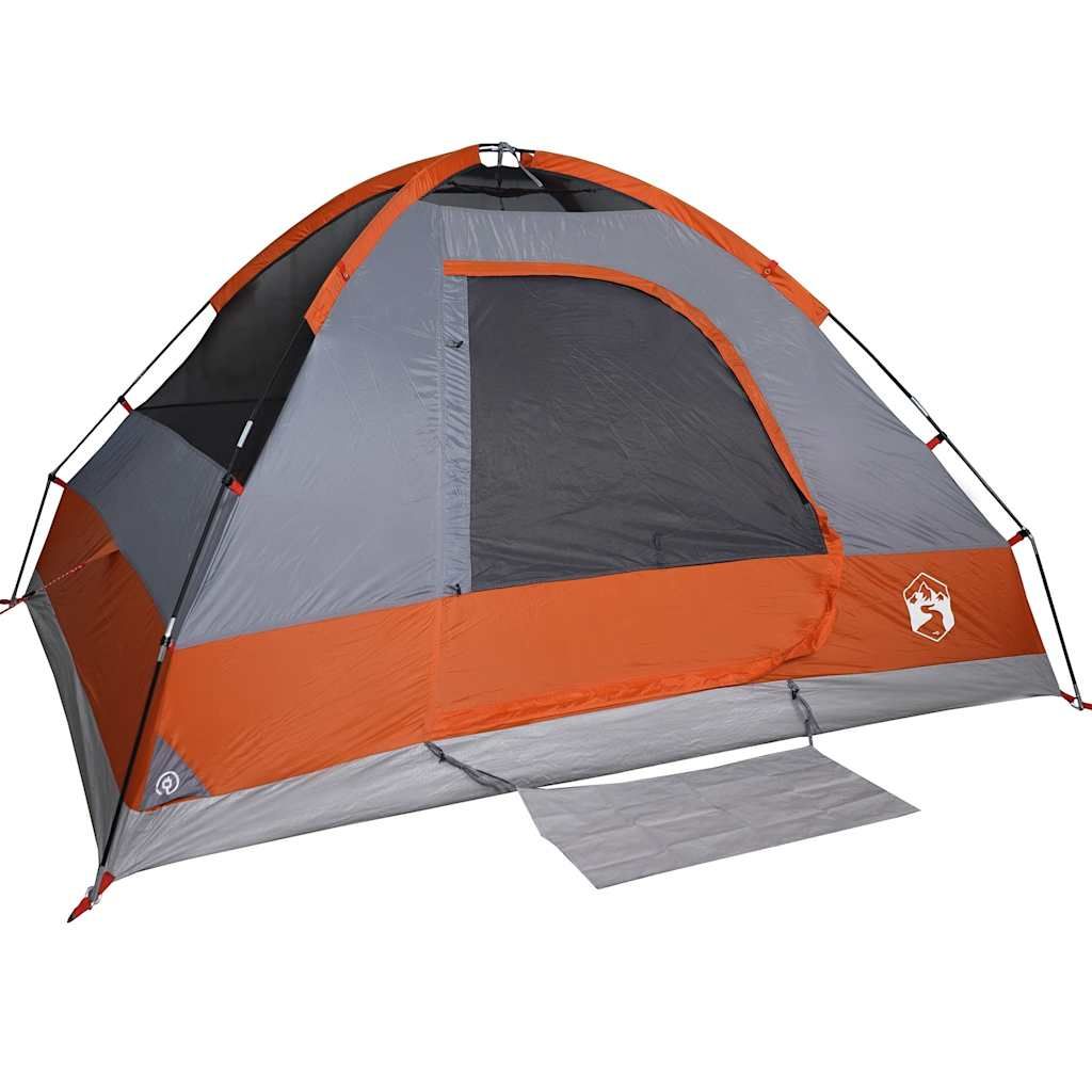Berkfield Home Camping Tent Dome 4-Person Grey and Orange Waterproof image 8