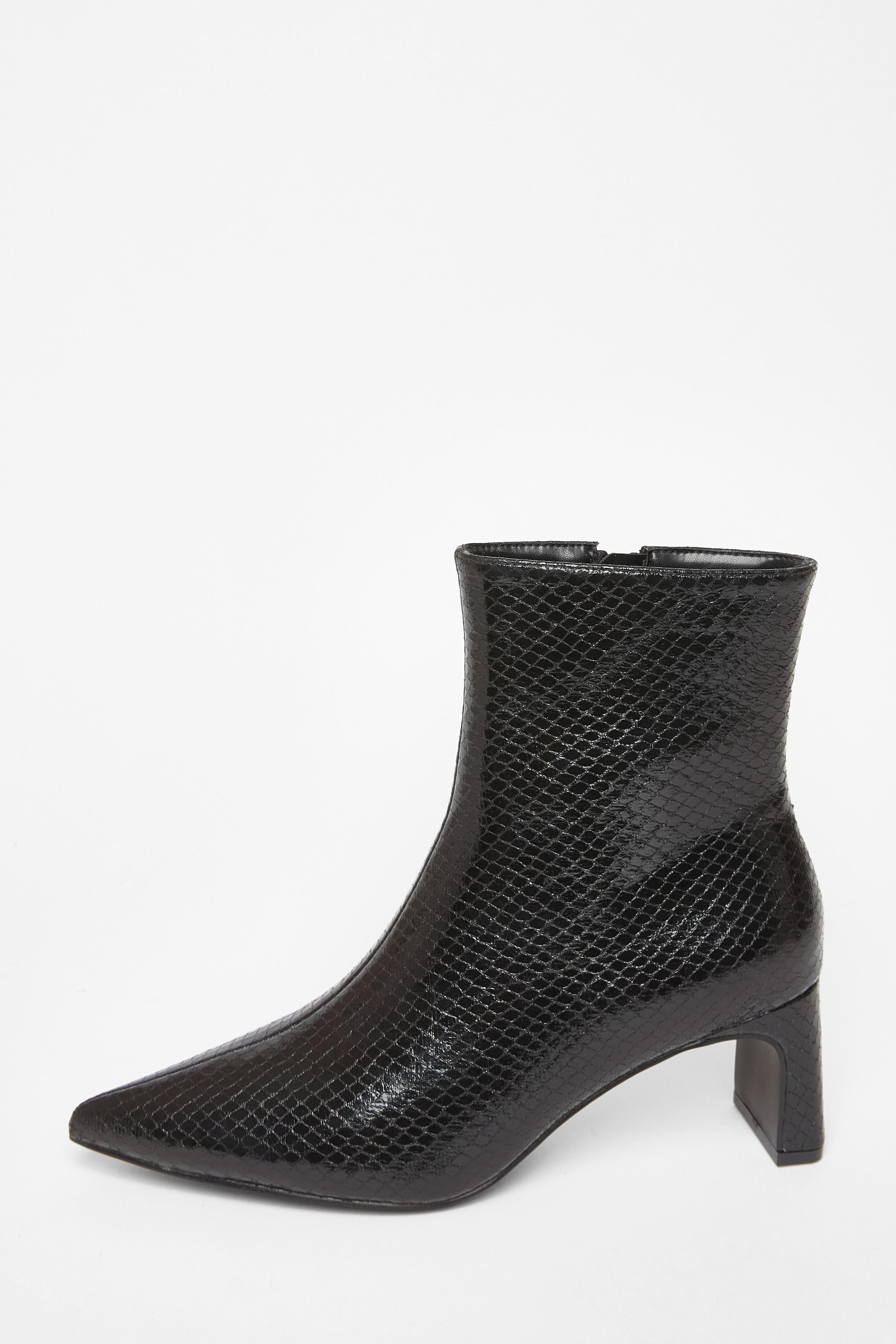 Quiz Black Snake Print Ankle Boots image 3
