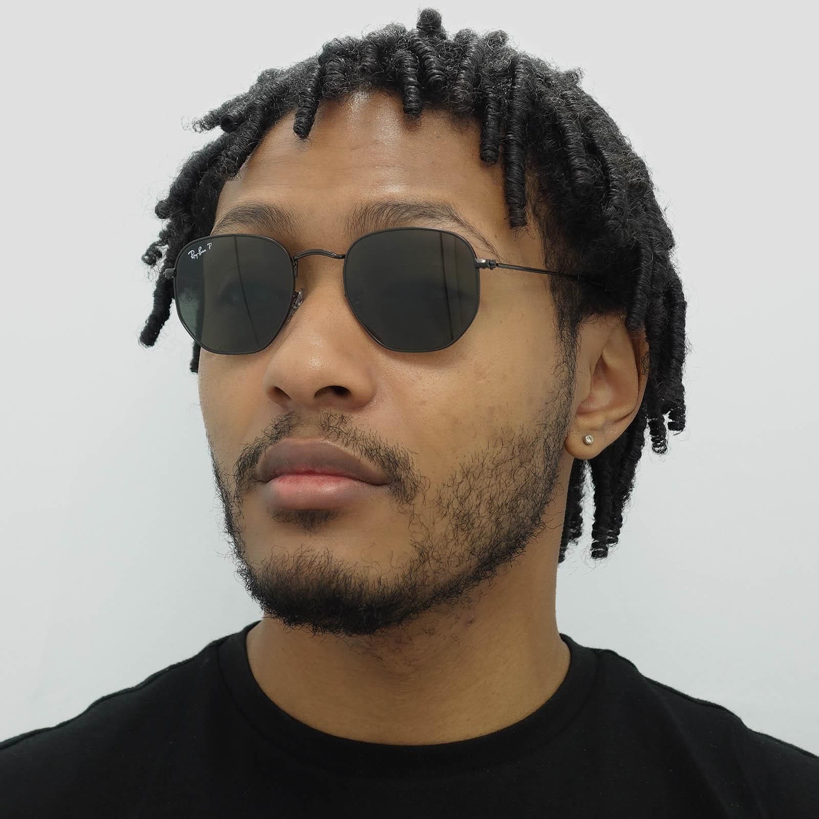 Ray-Ban Square Polished Black Green Polarized Hexagonal RB3548N image 9