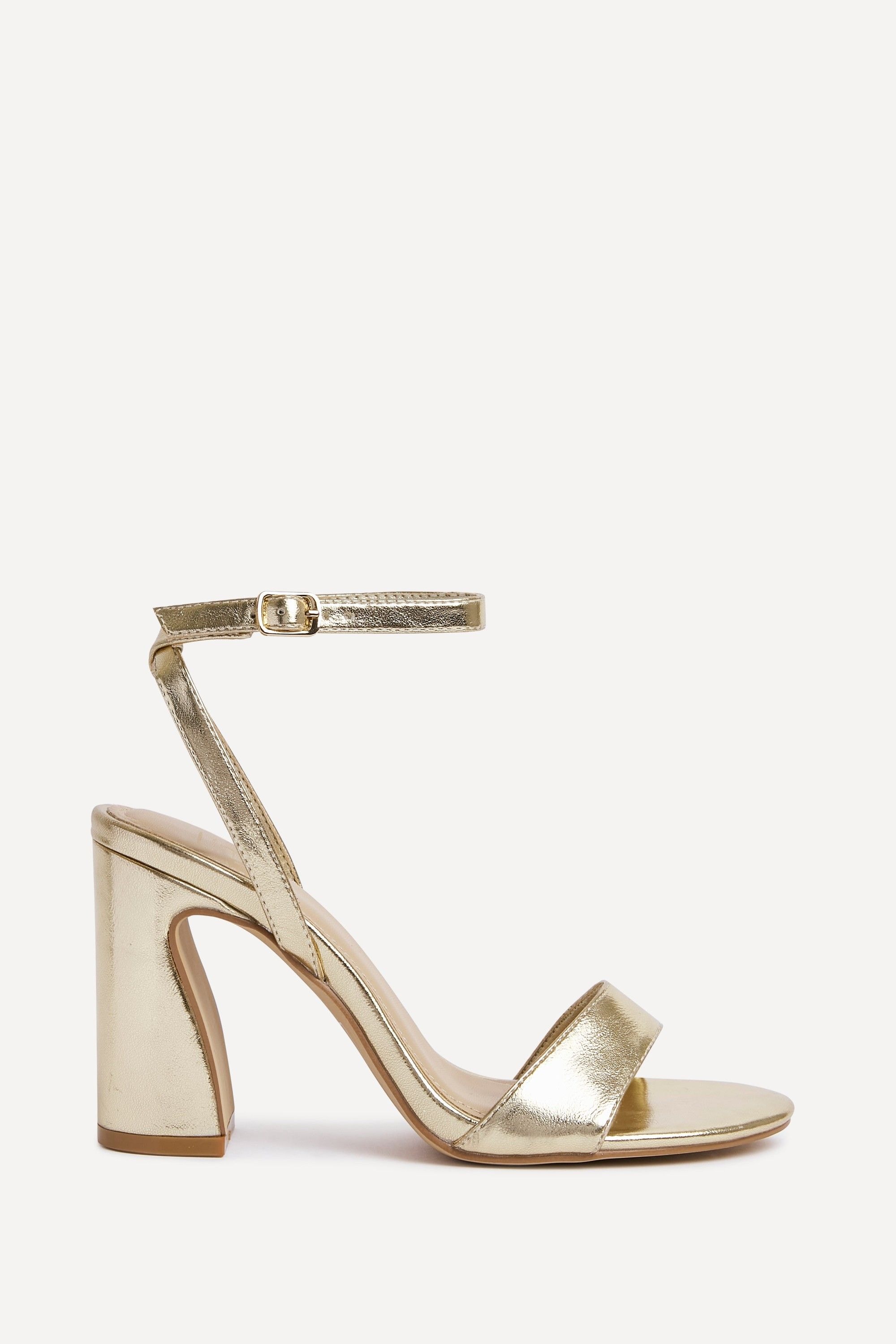 Linzi Trance Gold Faux Leather Block Heel image 1