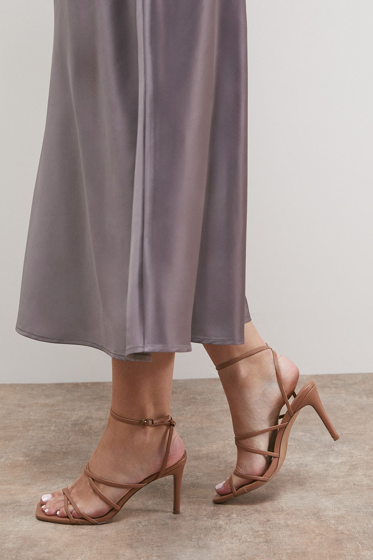 Oasis Dyani Faux Leather Multi Strap High Stiletto Heel Sandals Neutral image 2