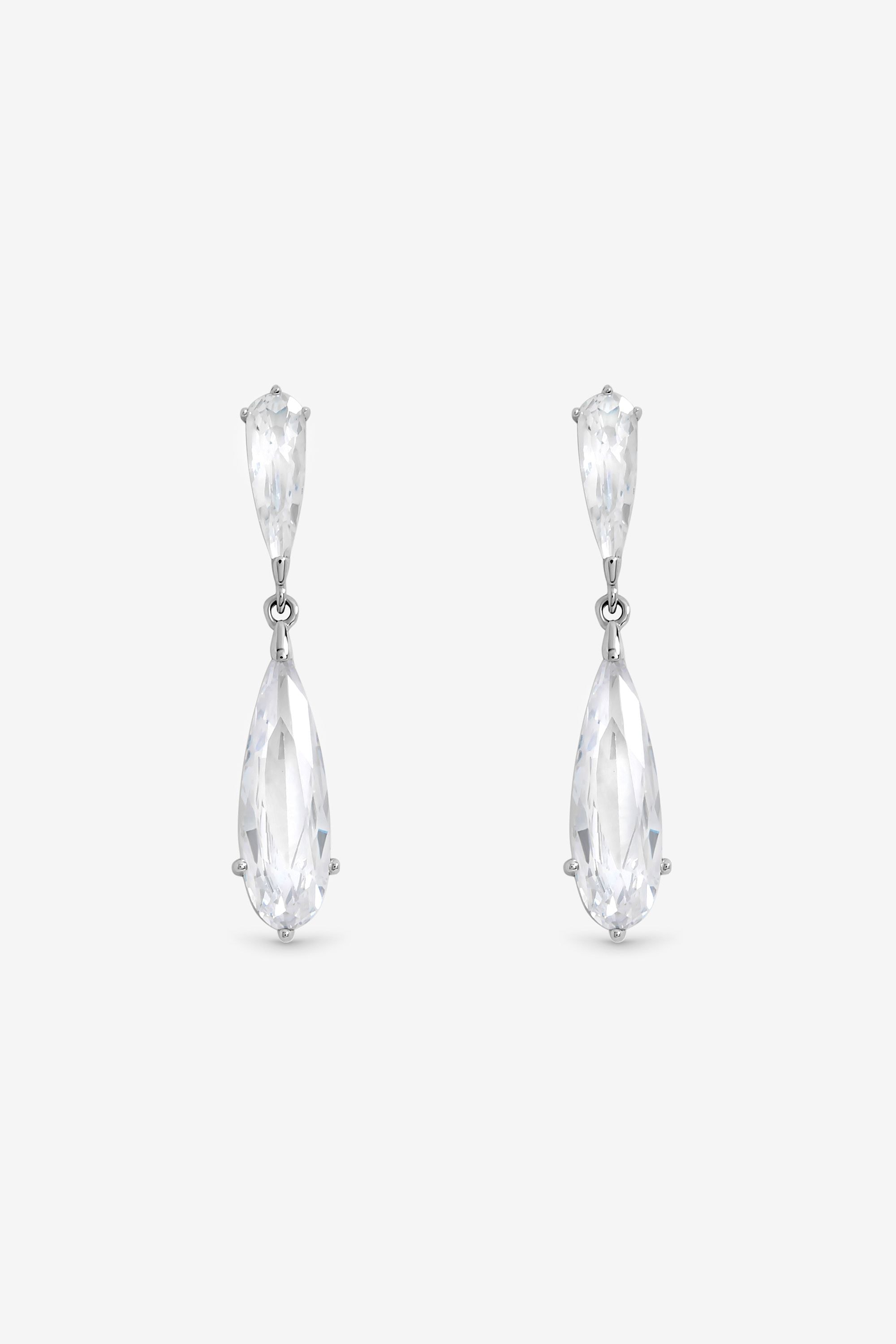 Jon Richard Rhodium Plated Delicate Crystal Drop Earrings image 1