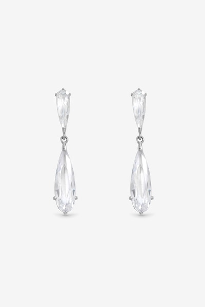 Jon Richard Rhodium Plated Delicate Crystal Drop Earrings