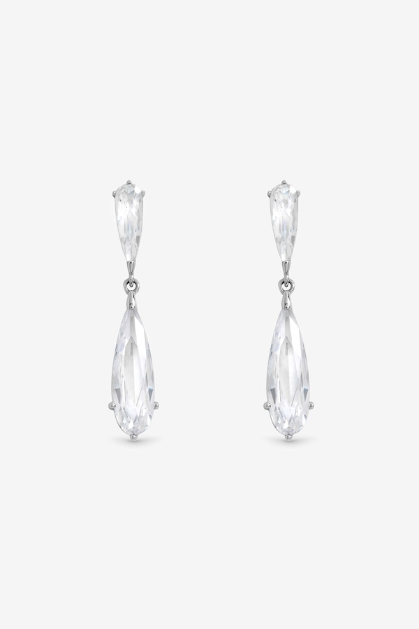 Jon Richard Rhodium Plated Delicate Crystal Drop Earrings