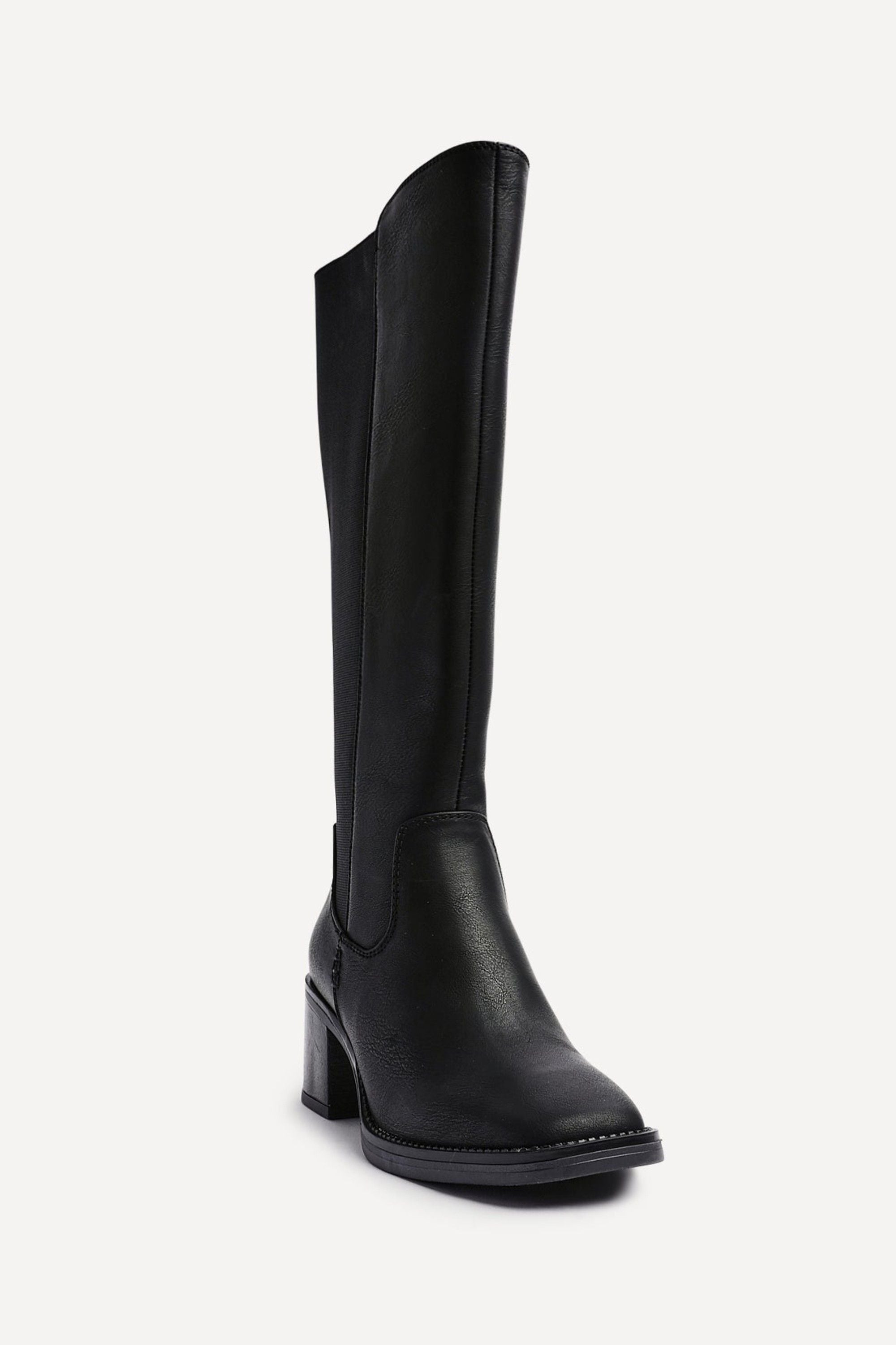 Linzi Reason Black Faux Leather Block Heel High Leg Boot image 5