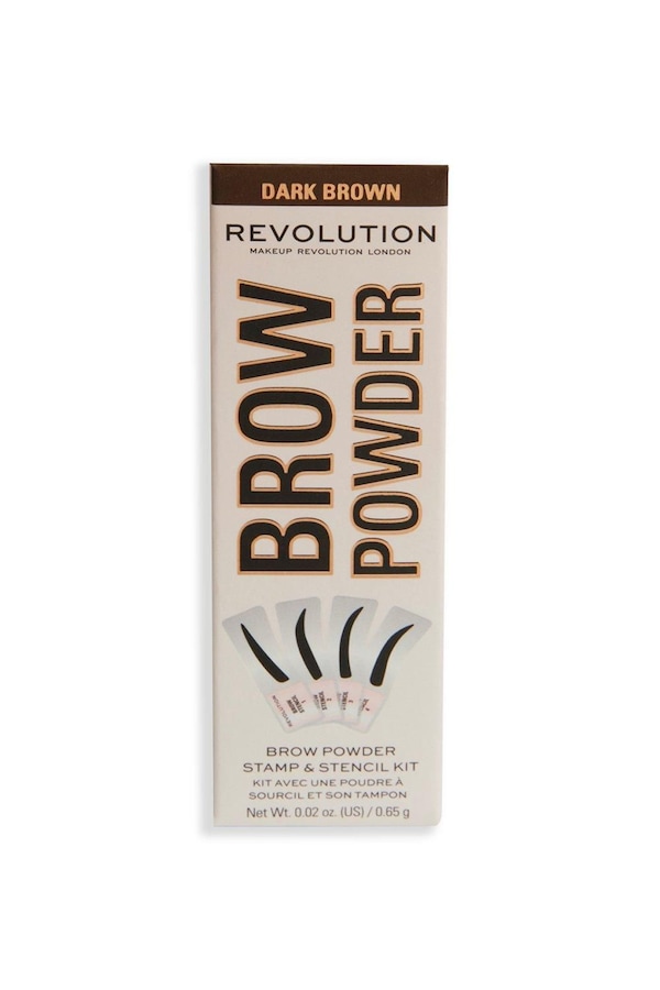 Revolution Brow Powder Stamp & Stencil Kit Dark Brown