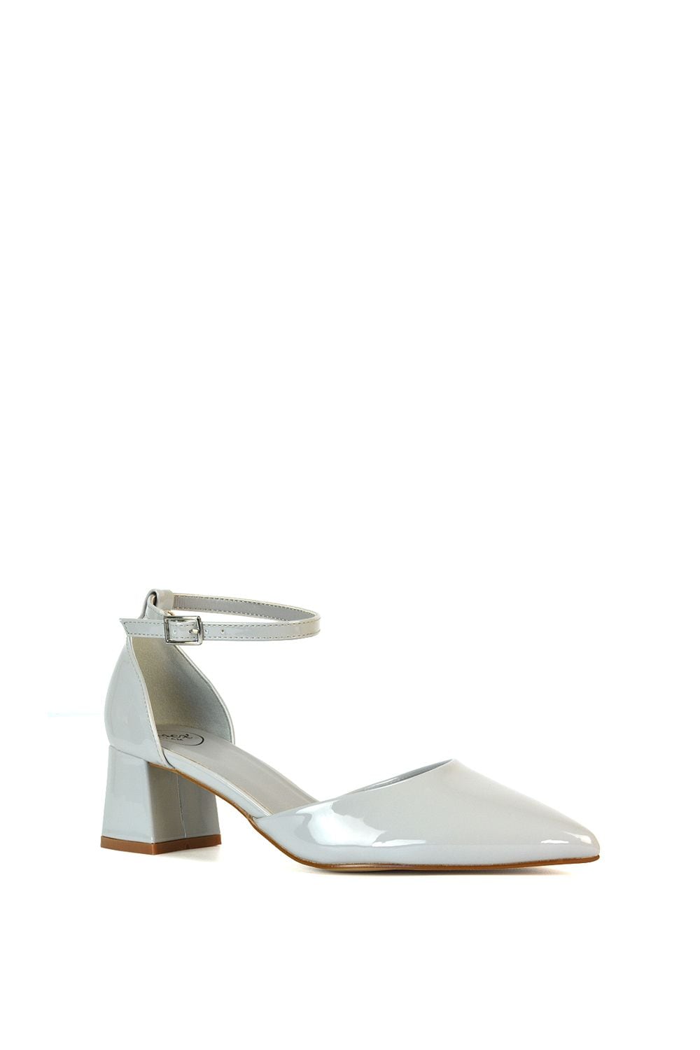 XY London 'Evie' Low Block Heel Pointed Toe Ankle Strap Court Shoes image 2