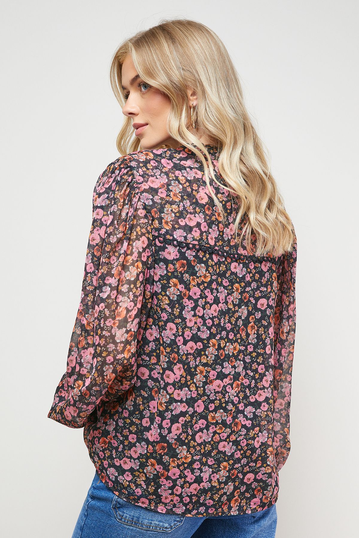 Oasis Printed Chiffon Button Through Blouse Floral image 4