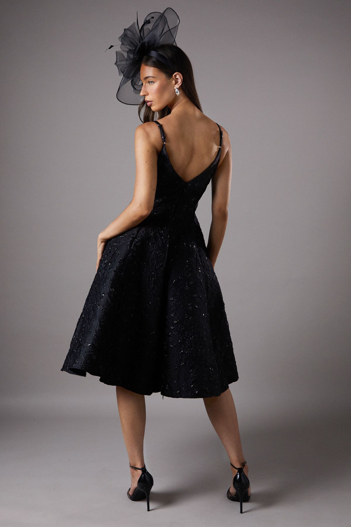 Coast Jacquard Cami Midi Dress Black image 3