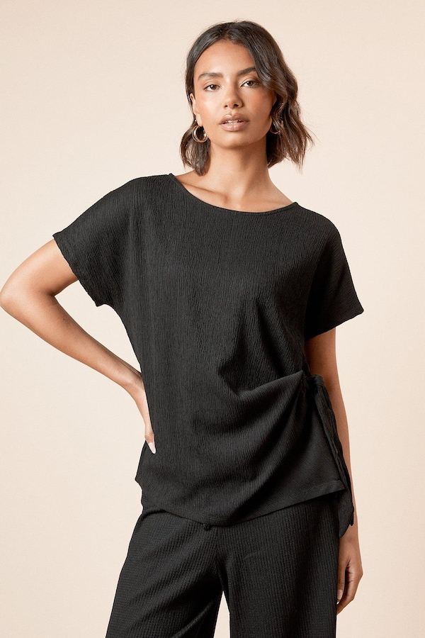 Dorothy Perkins Knot Tie Side Jersey T Shirt Black