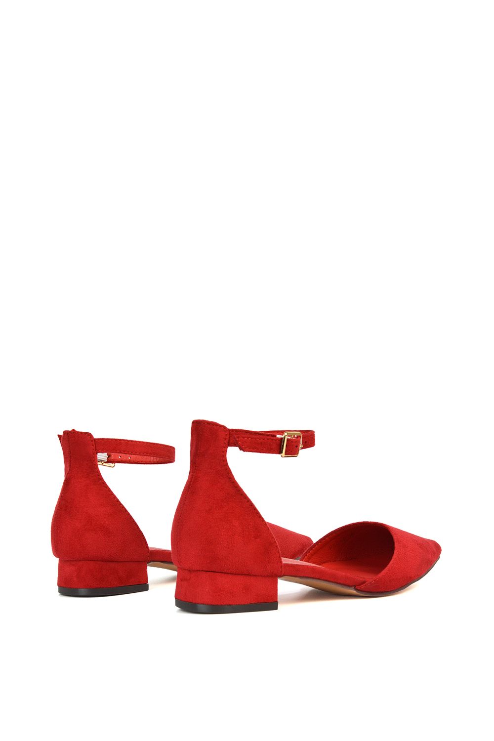 XY London 'Jenny' Low Heel Flat Pointed Toe Ankle Strap Court Shoes image 4