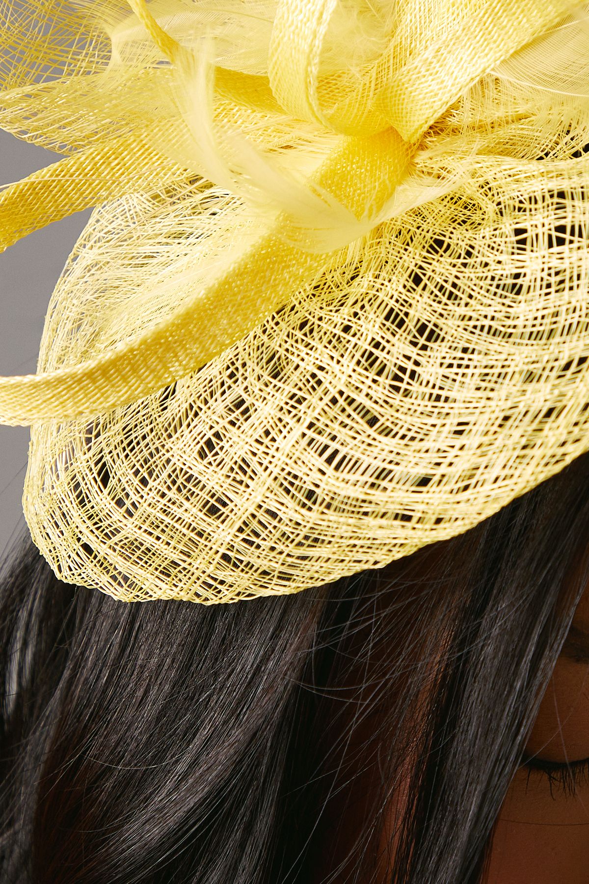 Coast Open Weave Bow And Feather Fascinator Yellow image 3