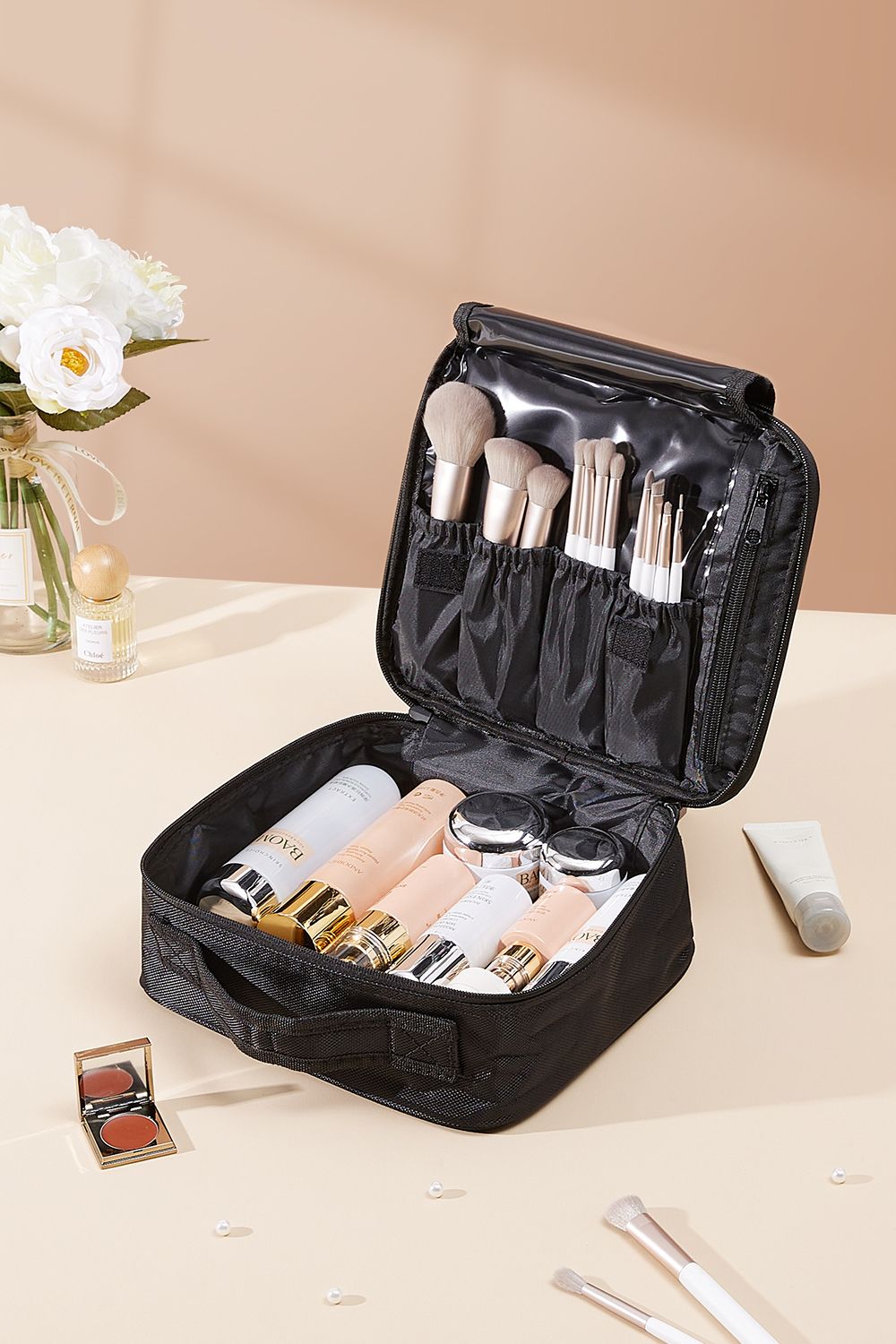 Living and Home Portable Travel Waterproof Makeup Bag Large Toiletry Bag For Dormitory & Bedroom Vanity Case image 1