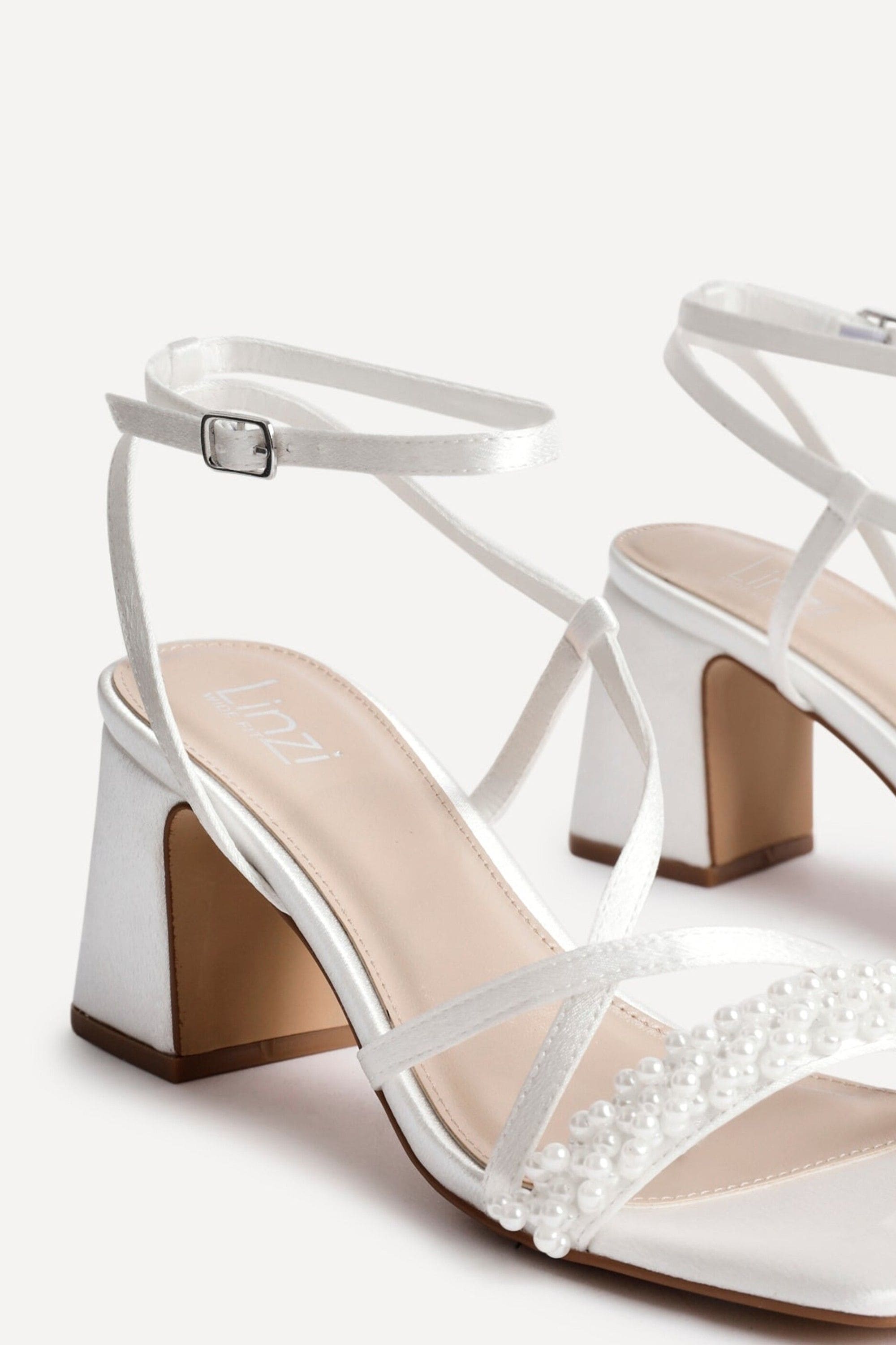 Linzi Promise Wide Fit Ivory Satin Strappy Pearl Embellished Heeled Sandal image 5