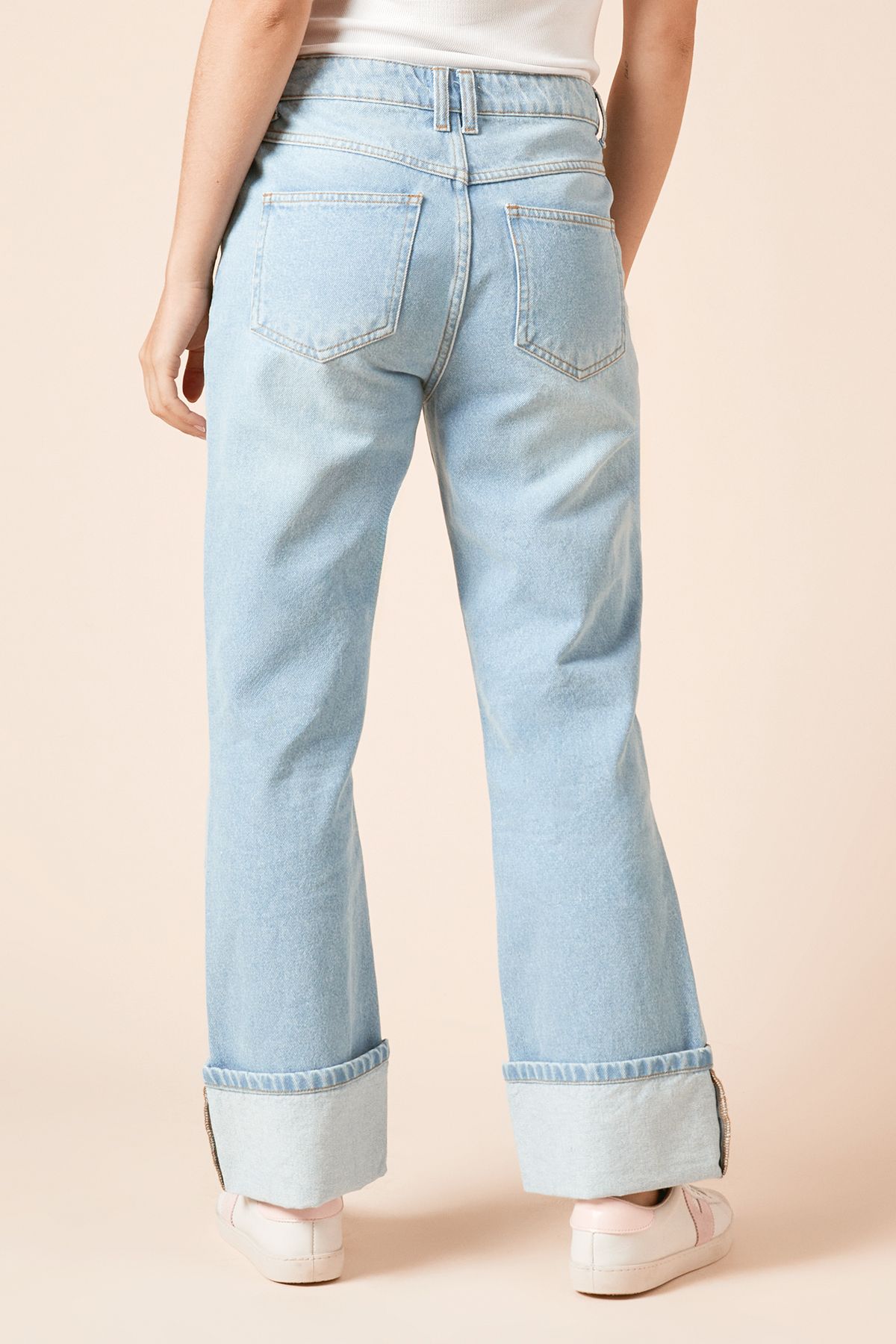 Dorothy Perkins Straight Jean With Turn Up Light Wash image 3