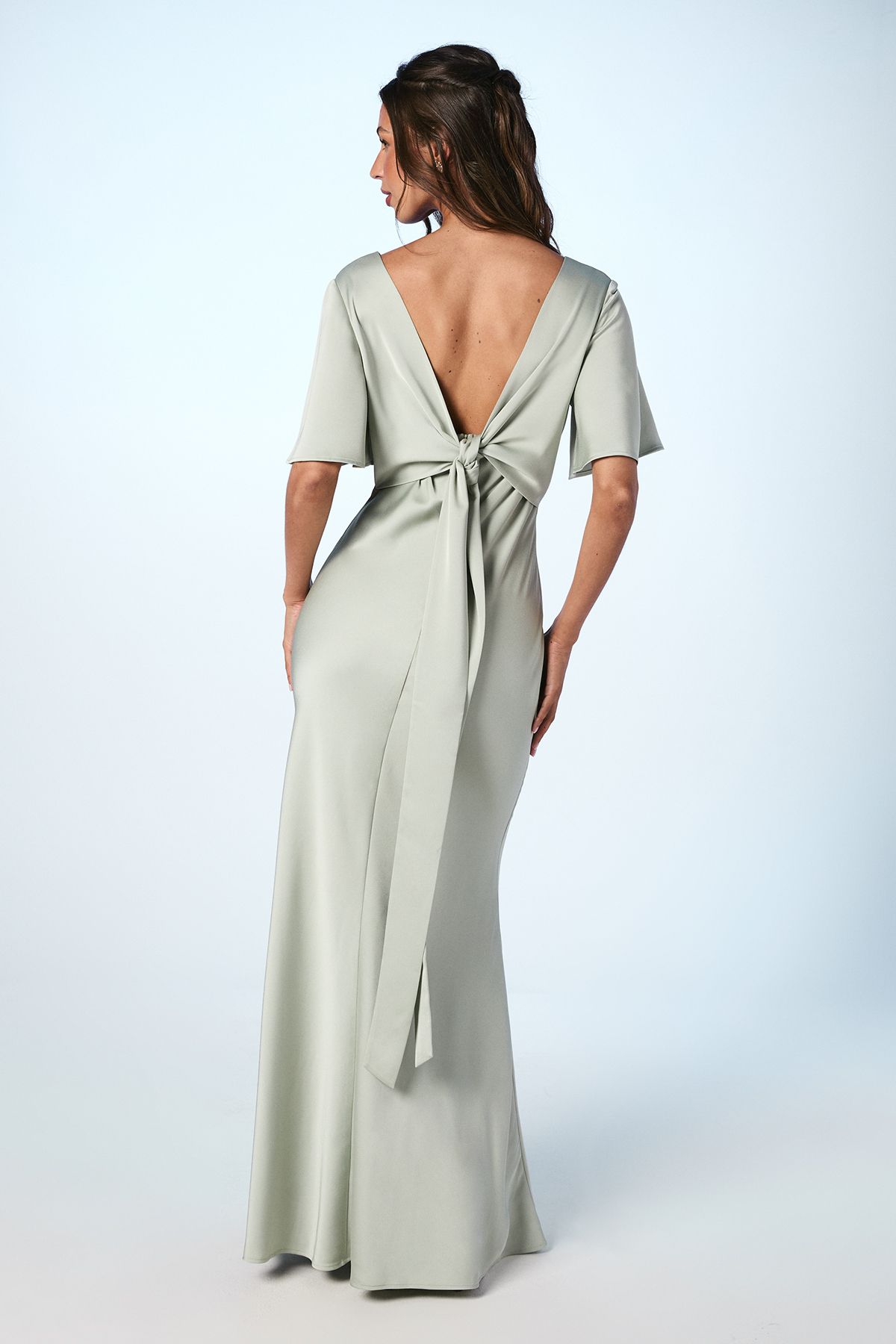 Coast Tie Back Satin Back Crepe Bridesmaid Dress Sage image 3