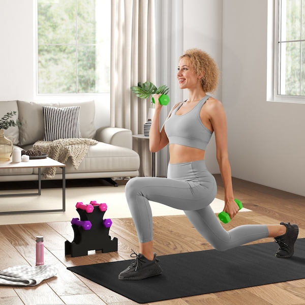 SPORTNOW Hex Dumbbells Set with Dumbbell Rack, 2 x 1kg, 2 x 2kg, 2 x 3kg